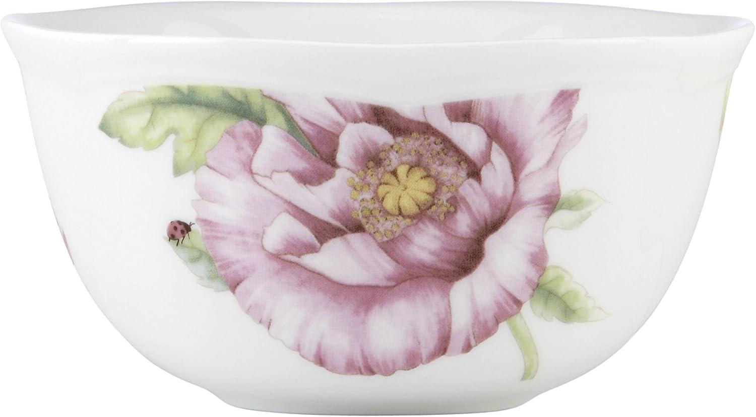 Butterfly Meadow Bloom Ceramic Dessert Bowl Set, 4-Piece