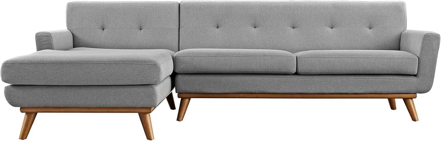 Modway Engage Left-Facing Upholstered Fabric Sectional Sofa in Expectation Gray