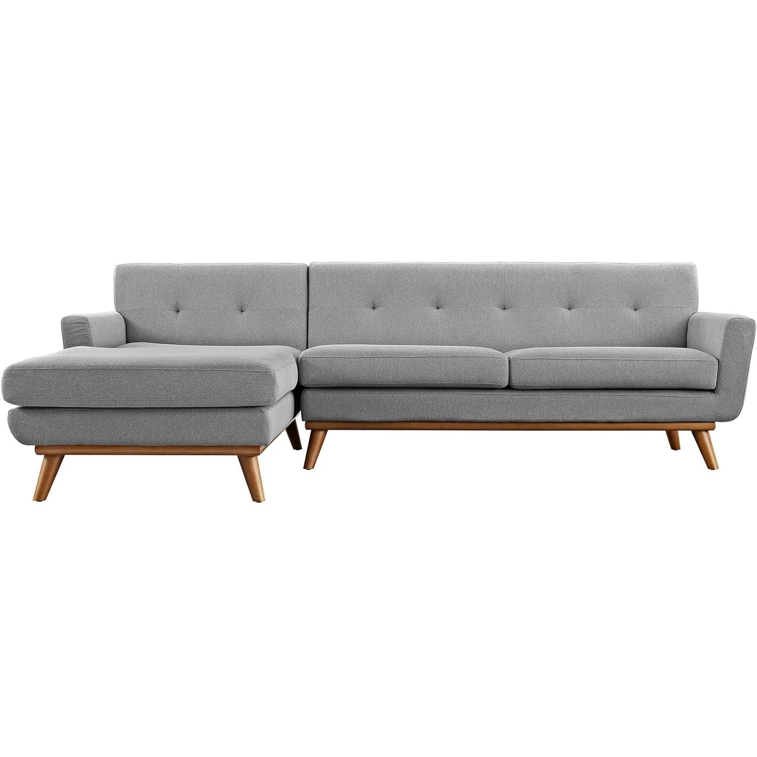 Modway Engage Left-Facing Upholstered Fabric Sectional Sofa in Expectation Gray