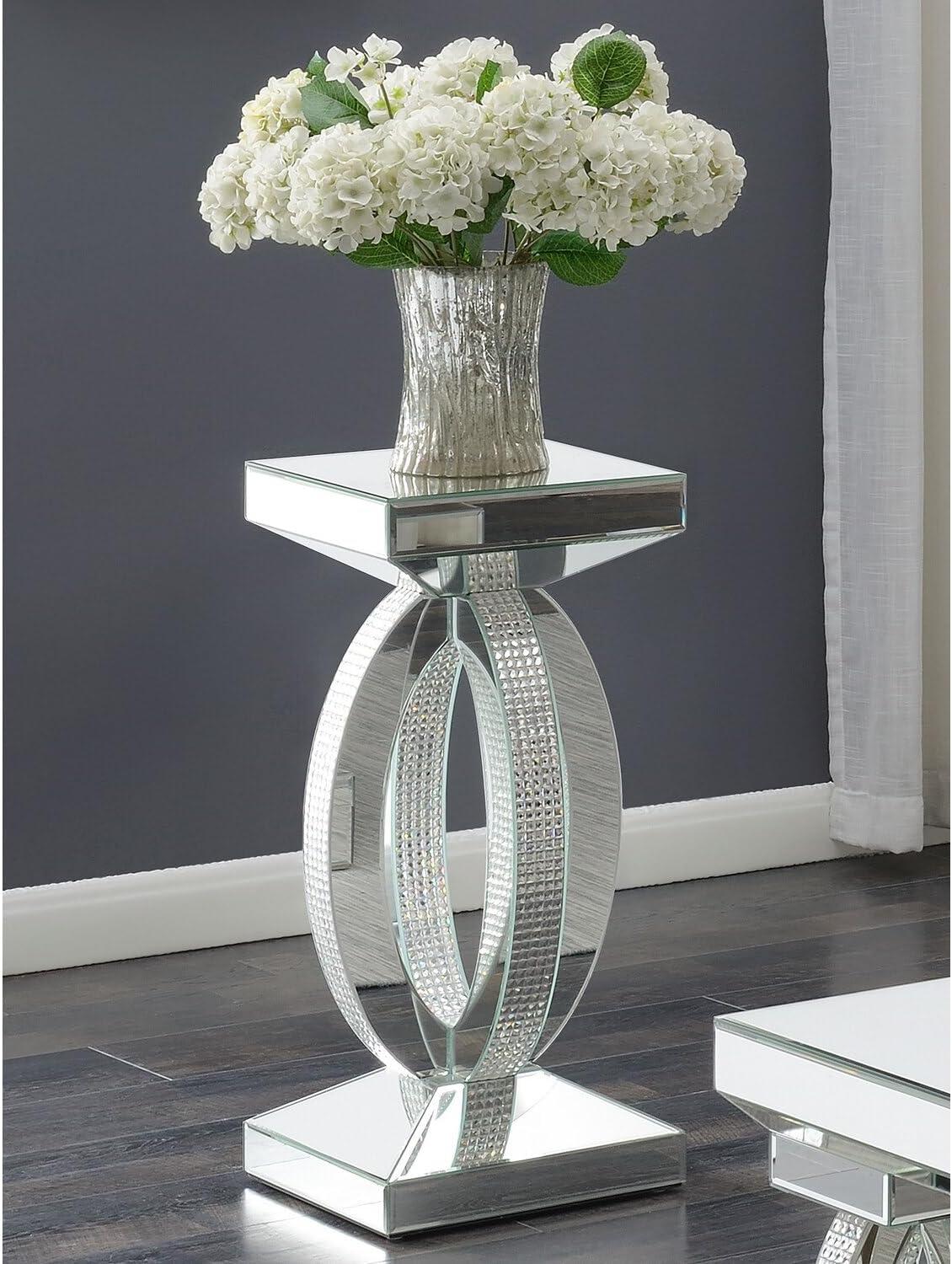 Coaster Avonlea Wood End Table with Rhinestone Accents in Mirrored