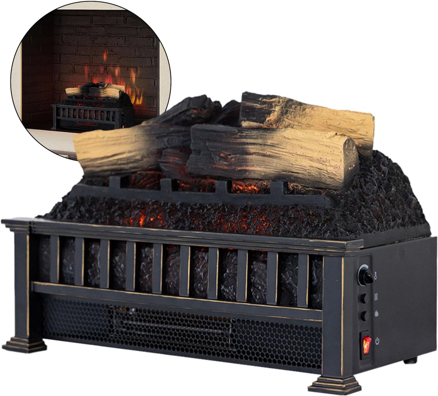 Country Living Infrared Electric Log Set Heater - Faux Logs Insert with Flickering Flames