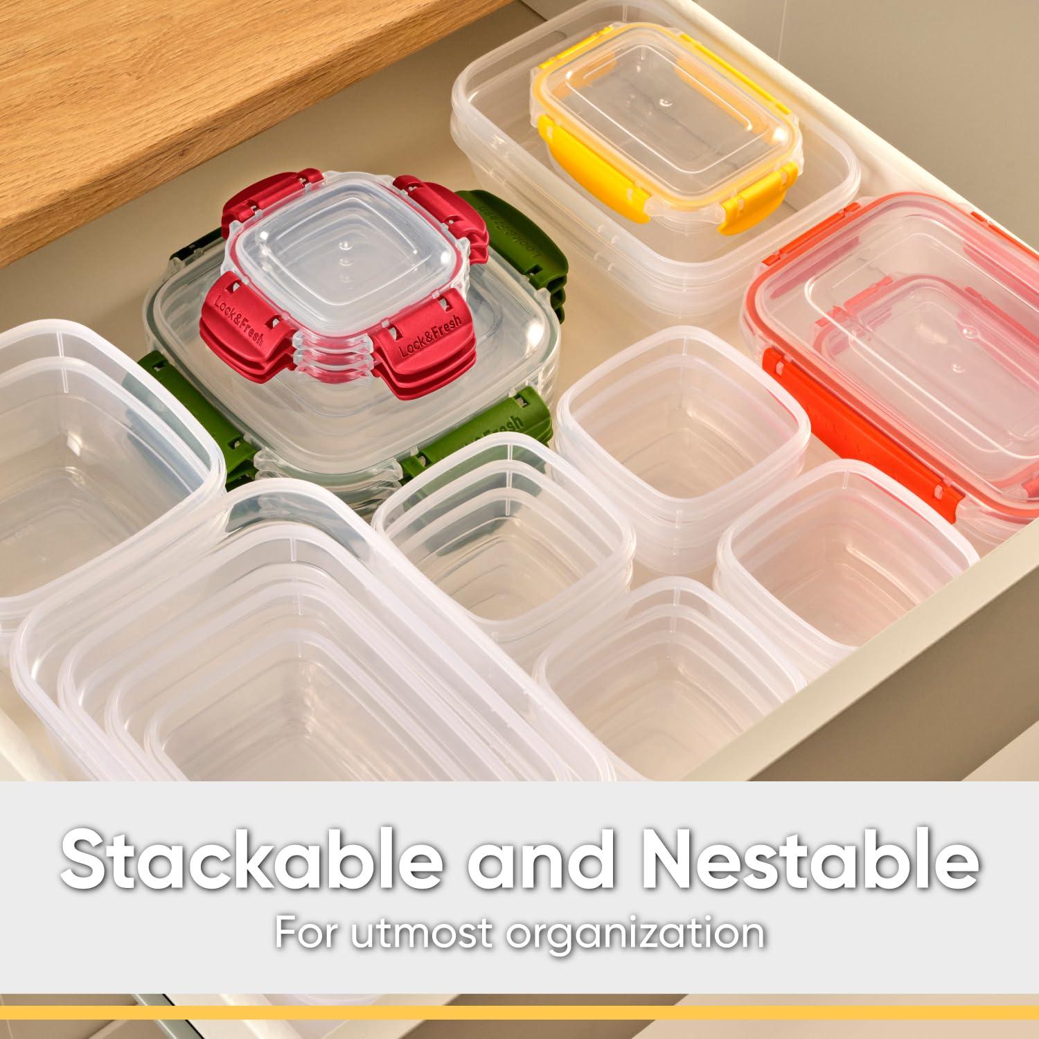 Superio Lock and Fresh Airtight Food Storage Containers with Lids for Kitchen Pantry Organization and Storage, Lunch, and Meal Prep Plastic Containers, 80 oz. Rectangular Sealed Container, Yellow