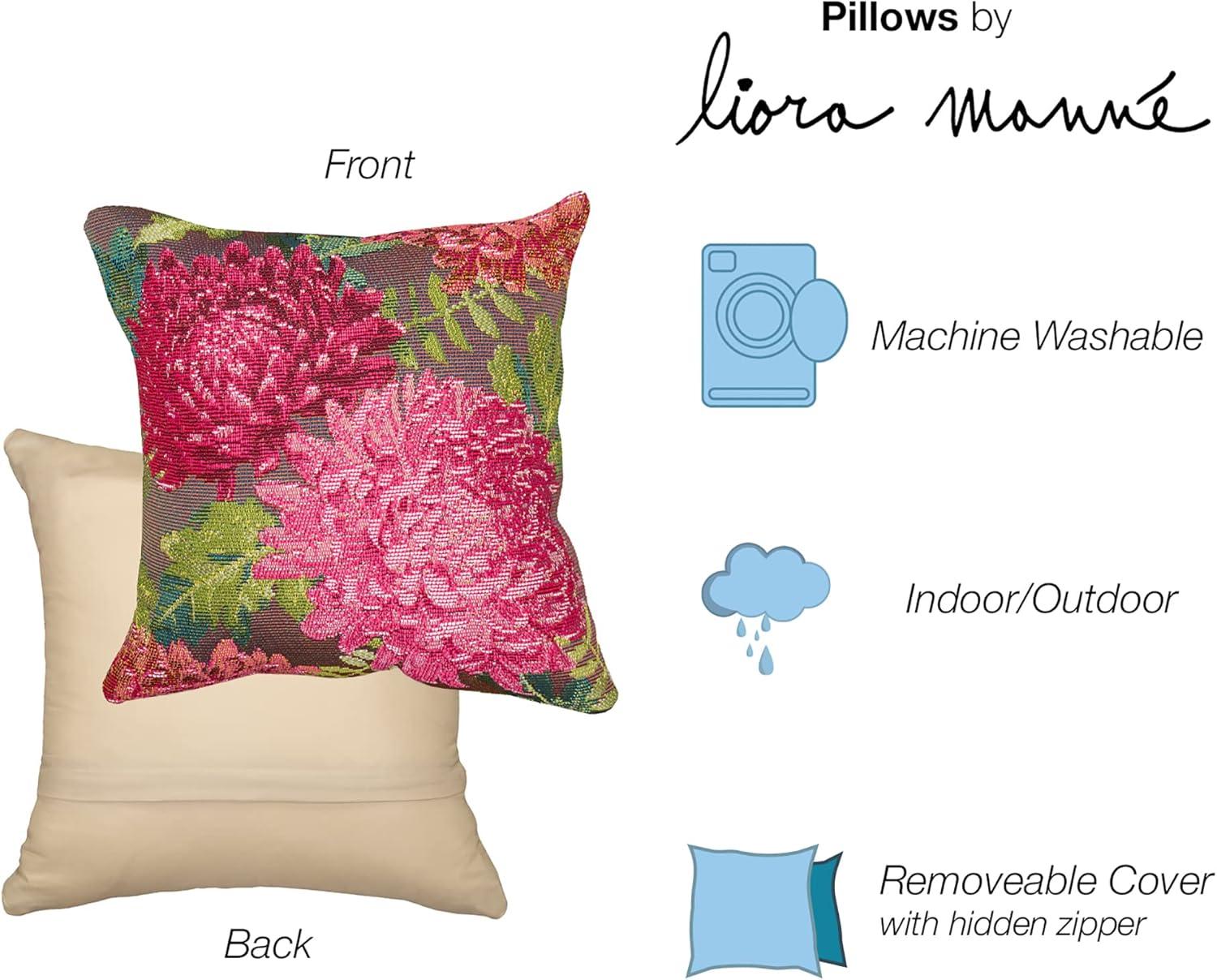 Liora Manne Marina Mums Indoor Outdoor Decorative Pillow Fuchsia