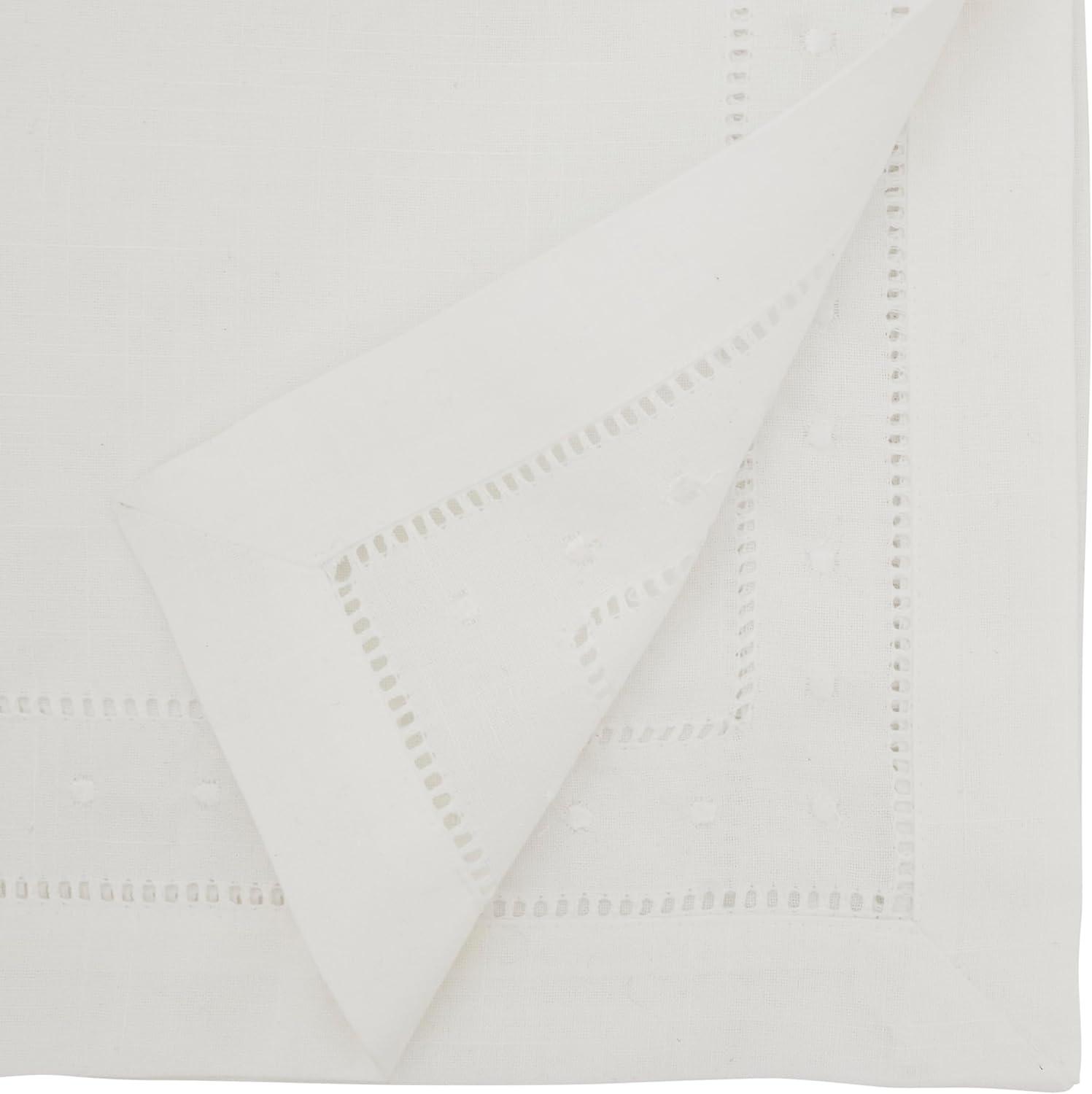 Saro Lifestyle Classic Hemstitch with Embroidered Border Table Runner