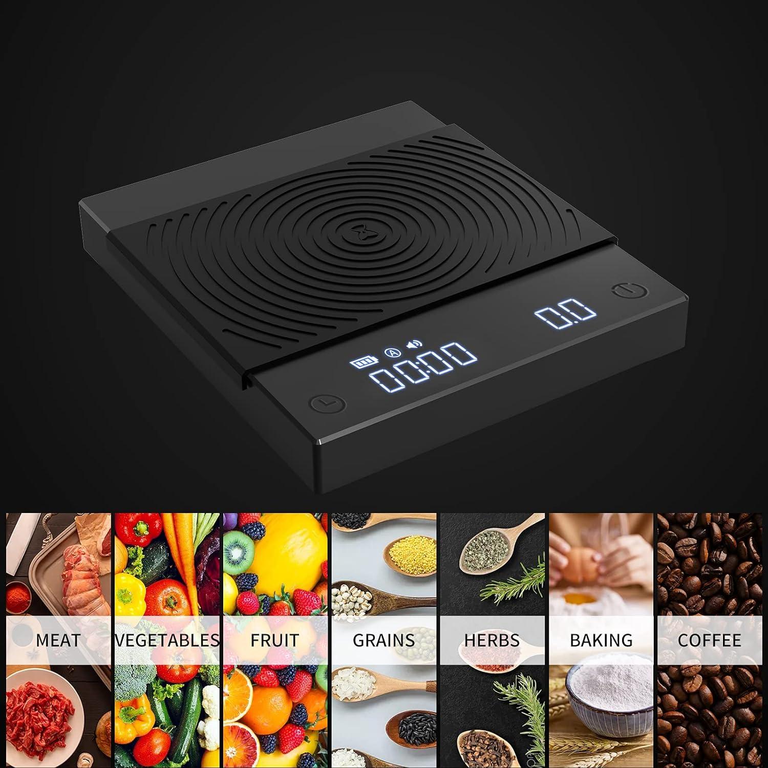 Compact Black Acrylic Electronic Espresso Scale with Timer