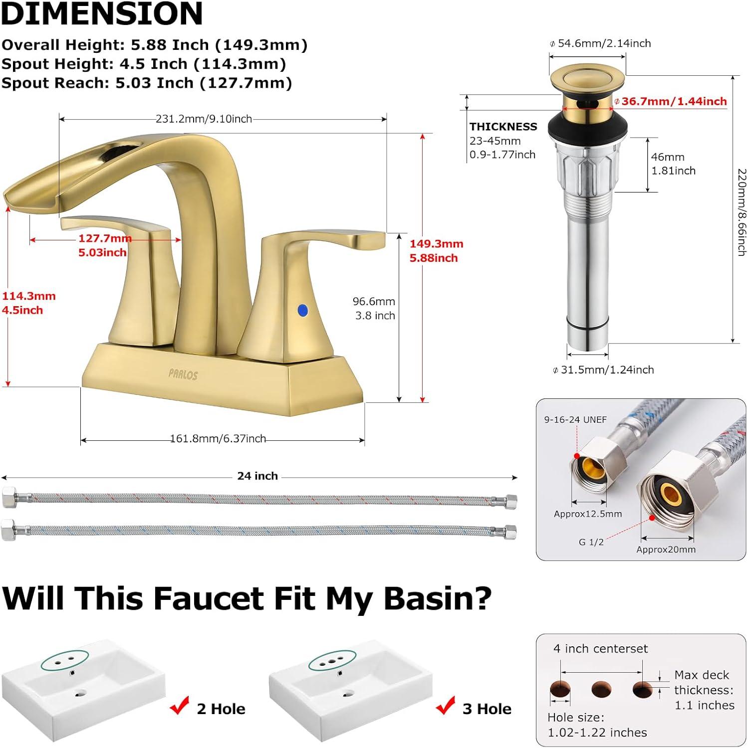 Doris Waterfall Centerset 2-handle Bathroom Faucet with Drain Assembly