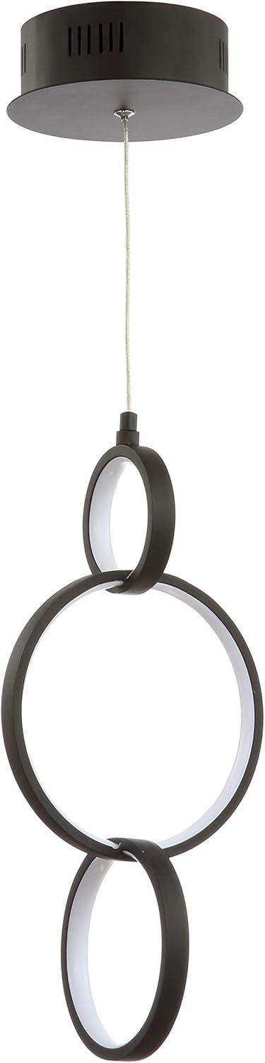 Loop 7.75" Adjustable Integrated LED Metal Ring Pendant, Black