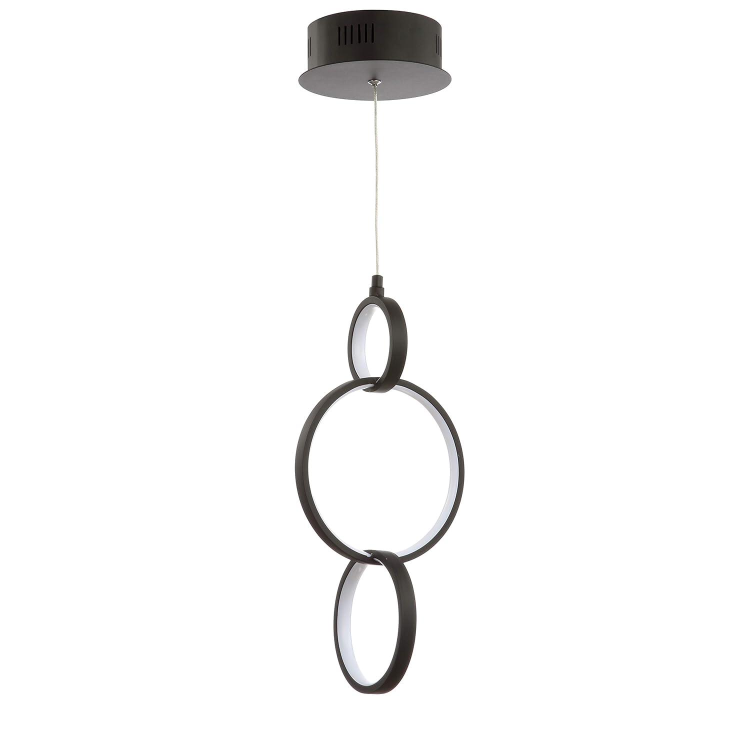 Loop 7.75" Adjustable Integrated LED Metal Ring Pendant, Black