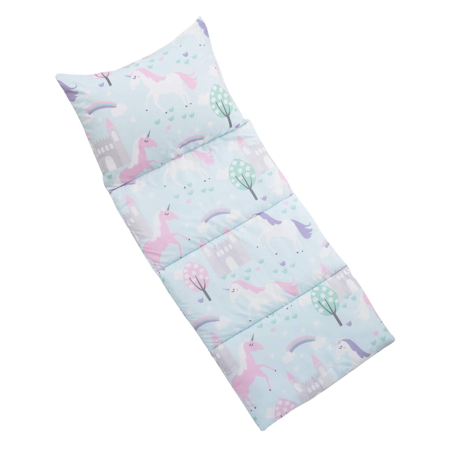 Everything Kids' Unicorn Deluxe Easy Fold Nap Mat: NoJo, Light Blue, Toddler & Preschool Sleep Mat, Machine Washable