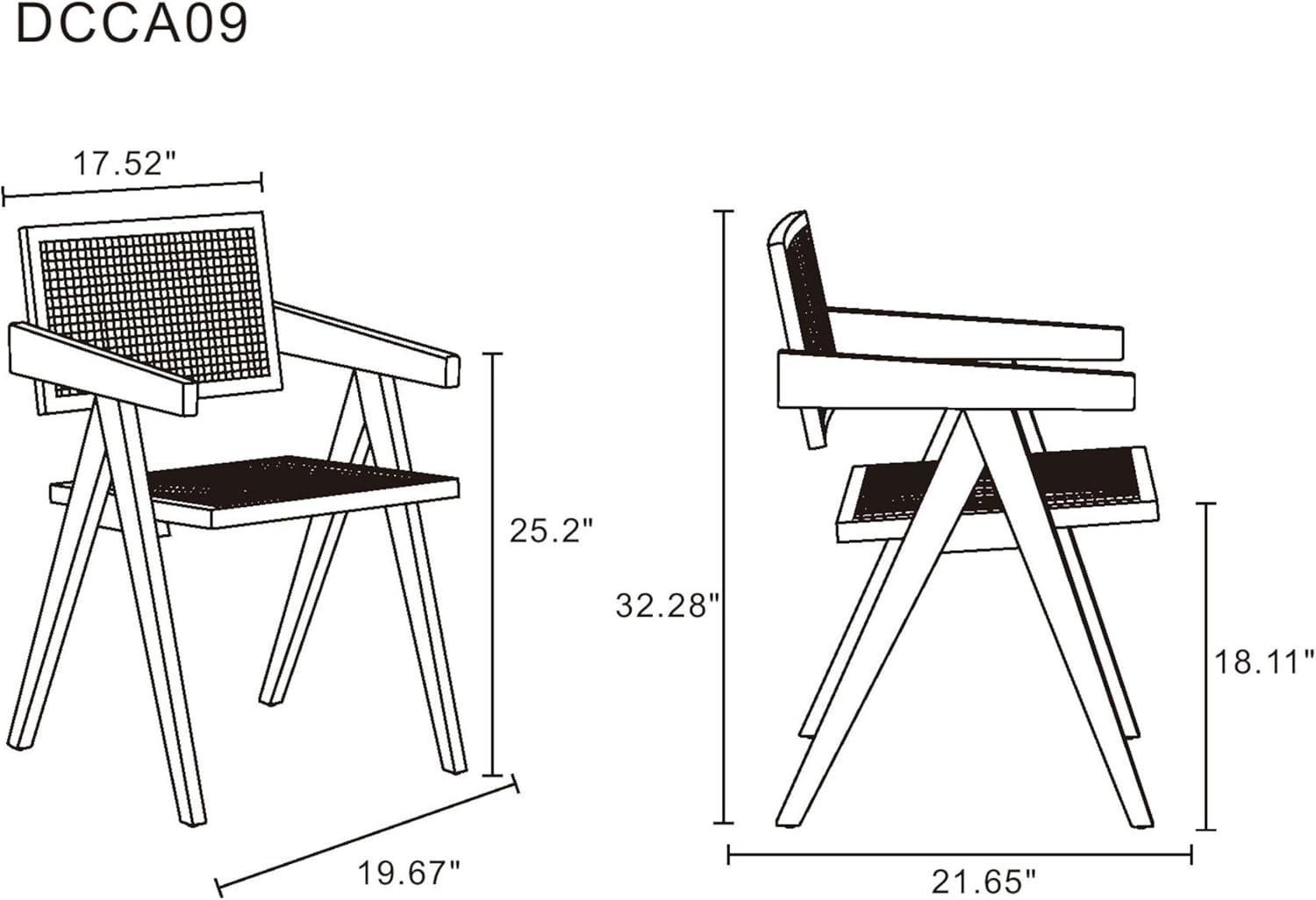 Manhattan Comfort Hamlet 18.11" Wood Dining Arm Chair in Black (Set of 2)
