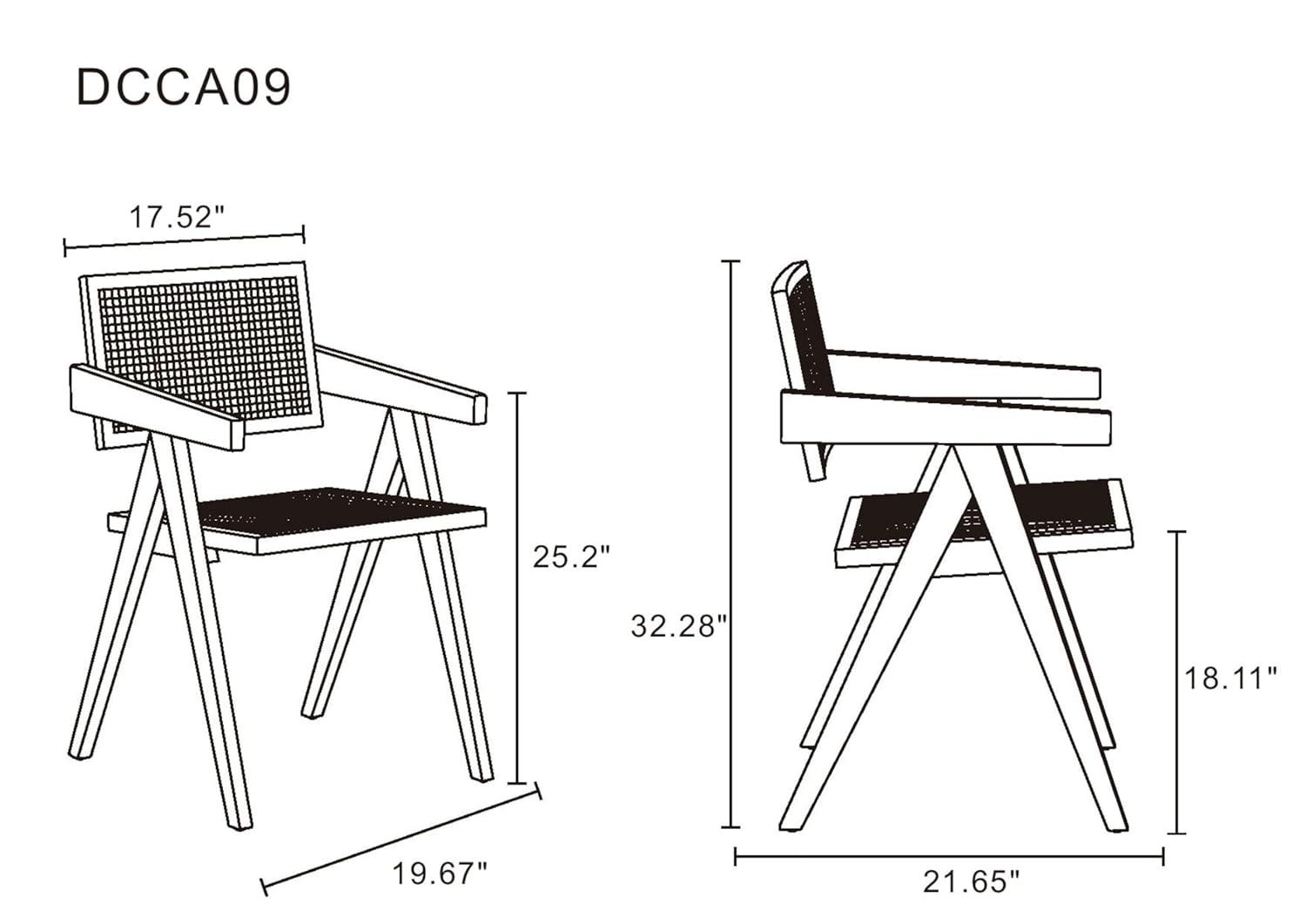 Manhattan Comfort Hamlet 18.11" Wood Dining Arm Chair in Black (Set of 2)