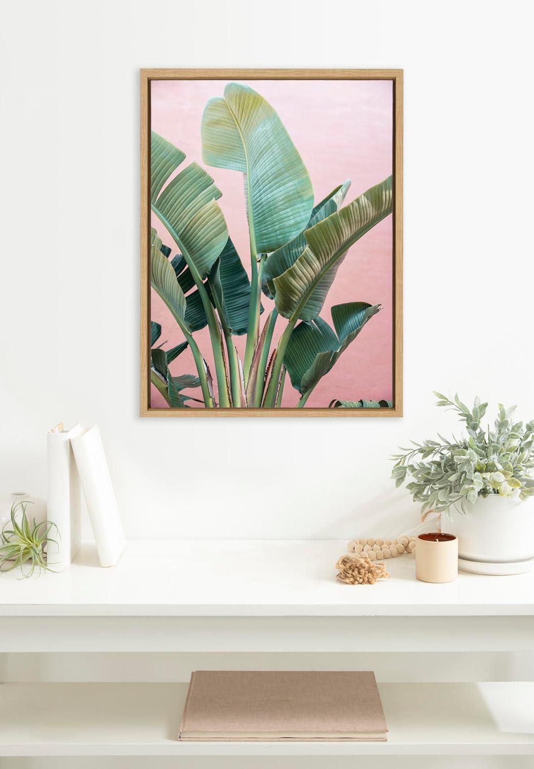 18"x24" Kate & Laurel All Things Decor Sylvie Tropic Pink Wall Art: Floating Canvas, Botanical Print