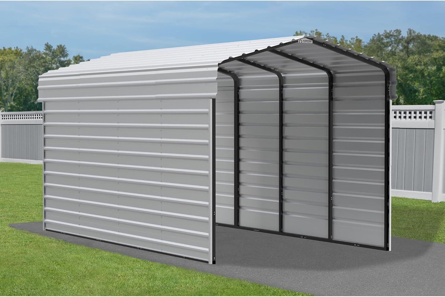 Arrow Arrow Steel Carport with 2 Side Wall Kits, 10x20x09