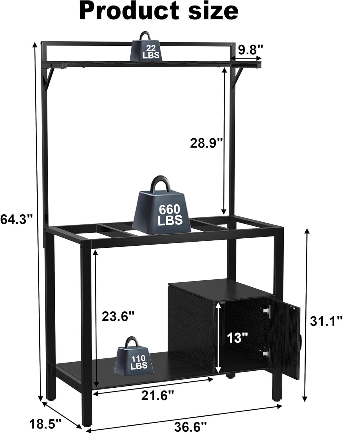 40-50 Gallon Fish Tank Stand with Plant Shelf with Cubby Storage