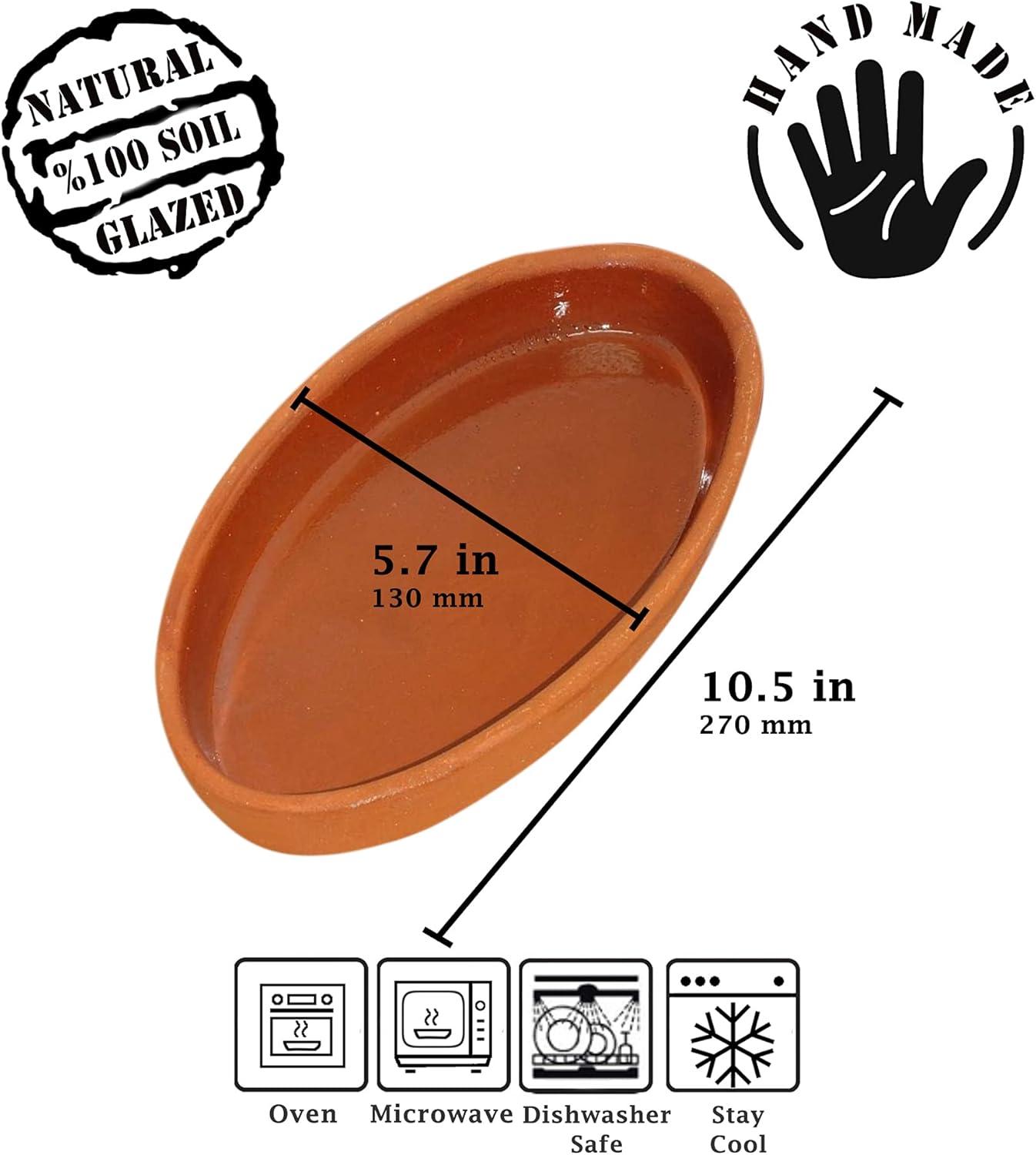 Cooking Clay Pan Set of 2, Terracota Portuguese Roaster, Large, 11.3 in