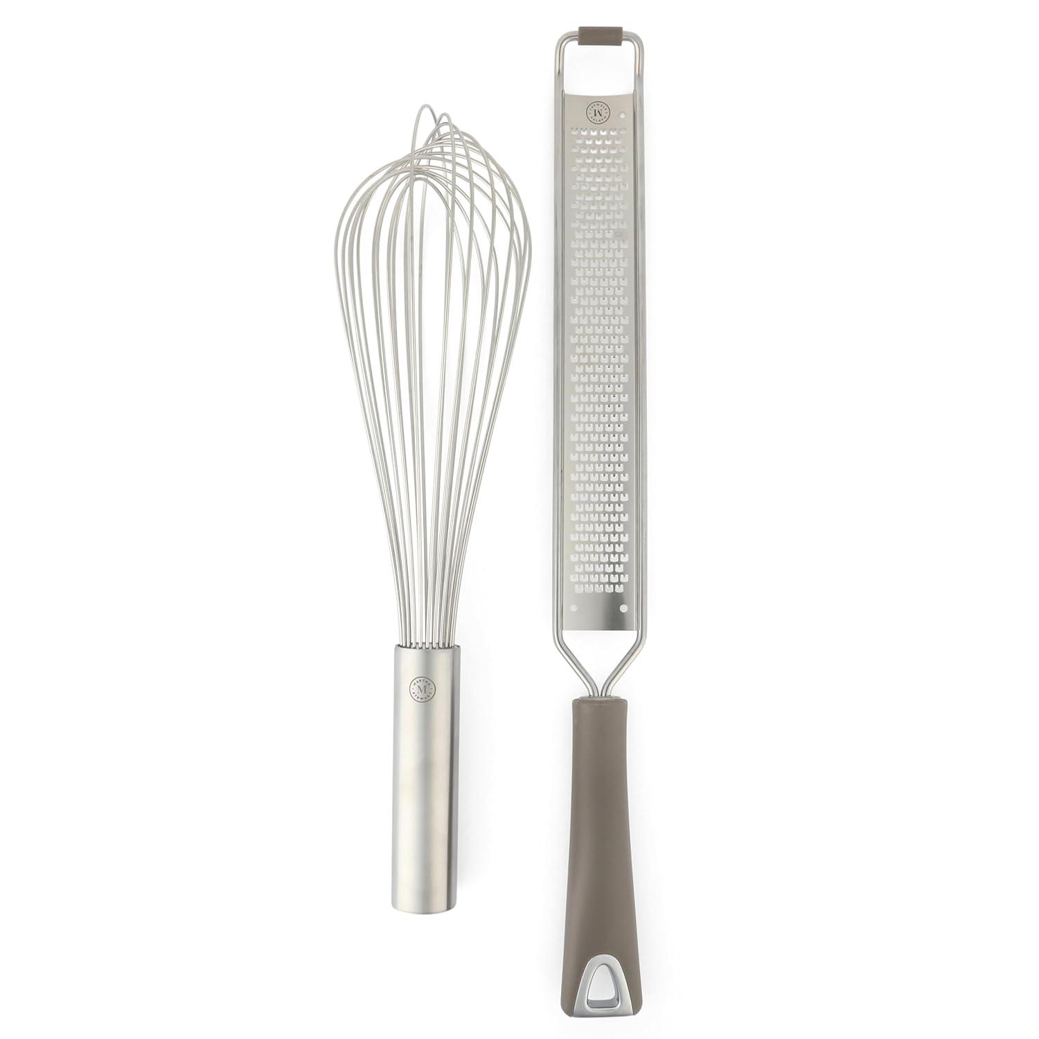 Linen White Ceramic Crock with Grey Kitchen Tools Set