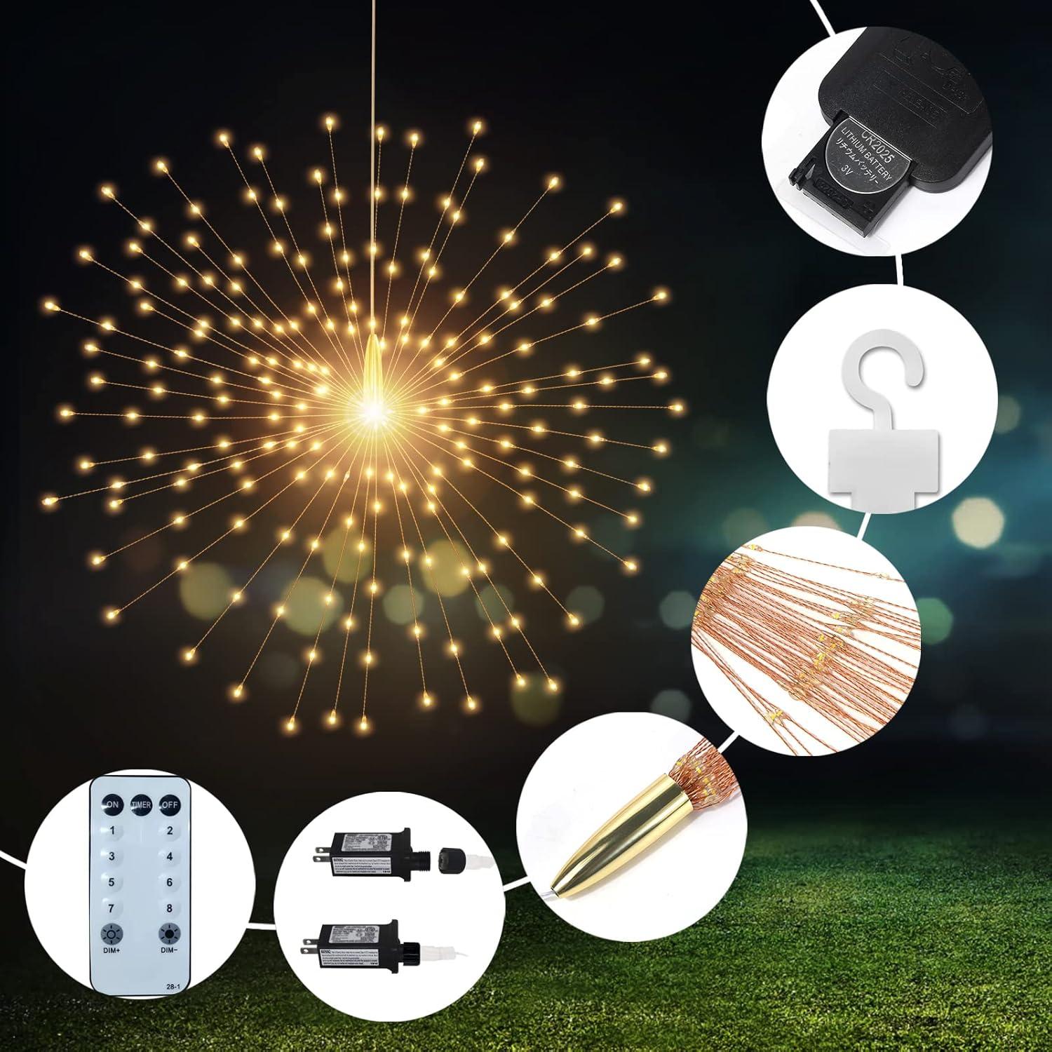 Warm White Solar Powered Copper Firework Fairy Lights