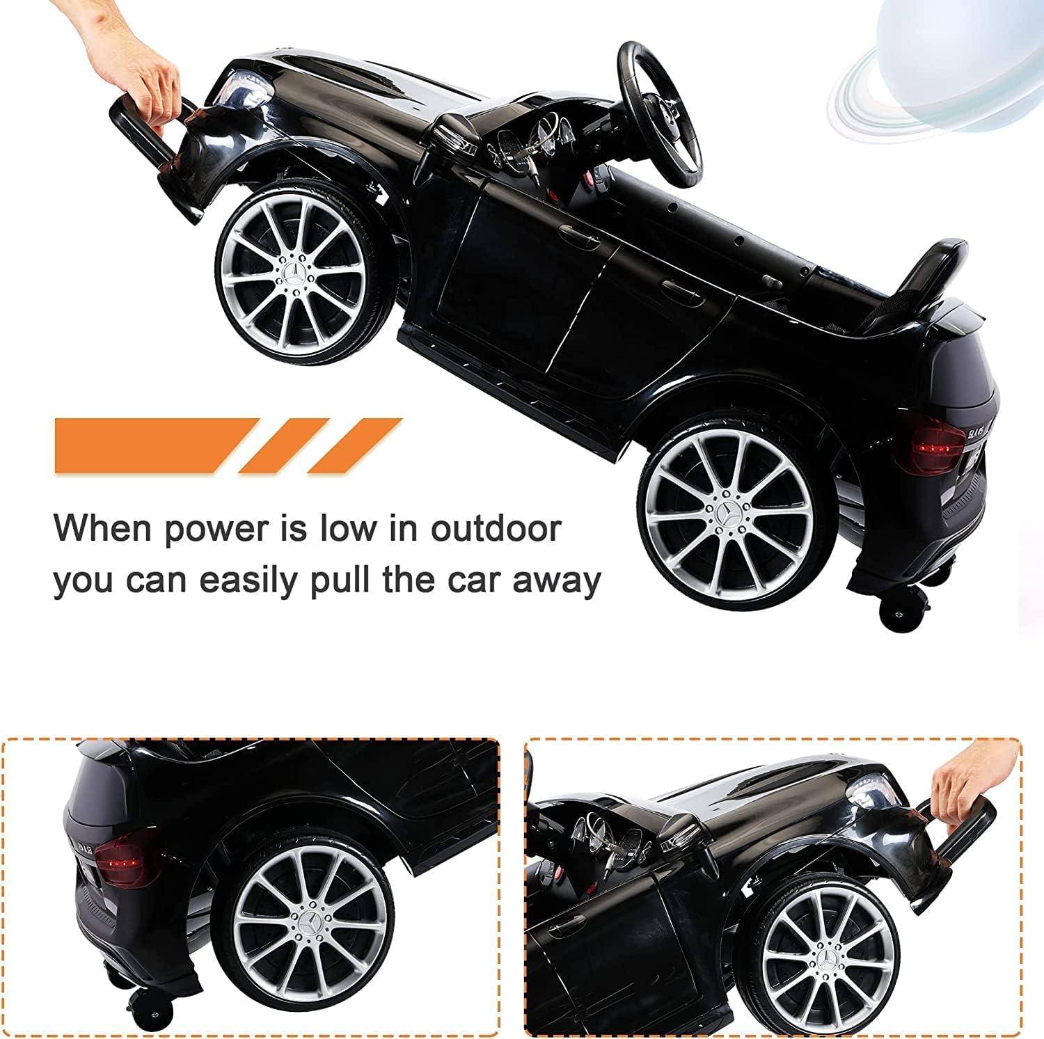 OLAKIDS 12V Electric Kids Ride On Car, Licensed Mercedes Benz GLA45 Toy Car with Remote Control, MP3 Plug, USB, 2 Speeds, LED Lights, Battery Powered Toy Vehicle for Toddler Children (Black)