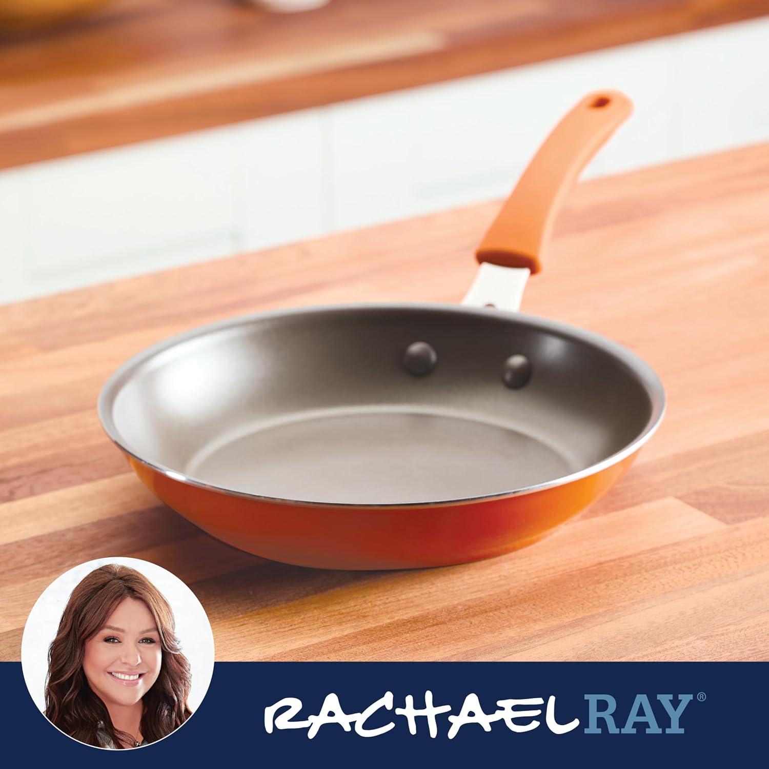 Rachael Ray Cook & Create Aluminum Nonstick Frying Pan / Skillet / Fry Pan, 10 Inch, Orange