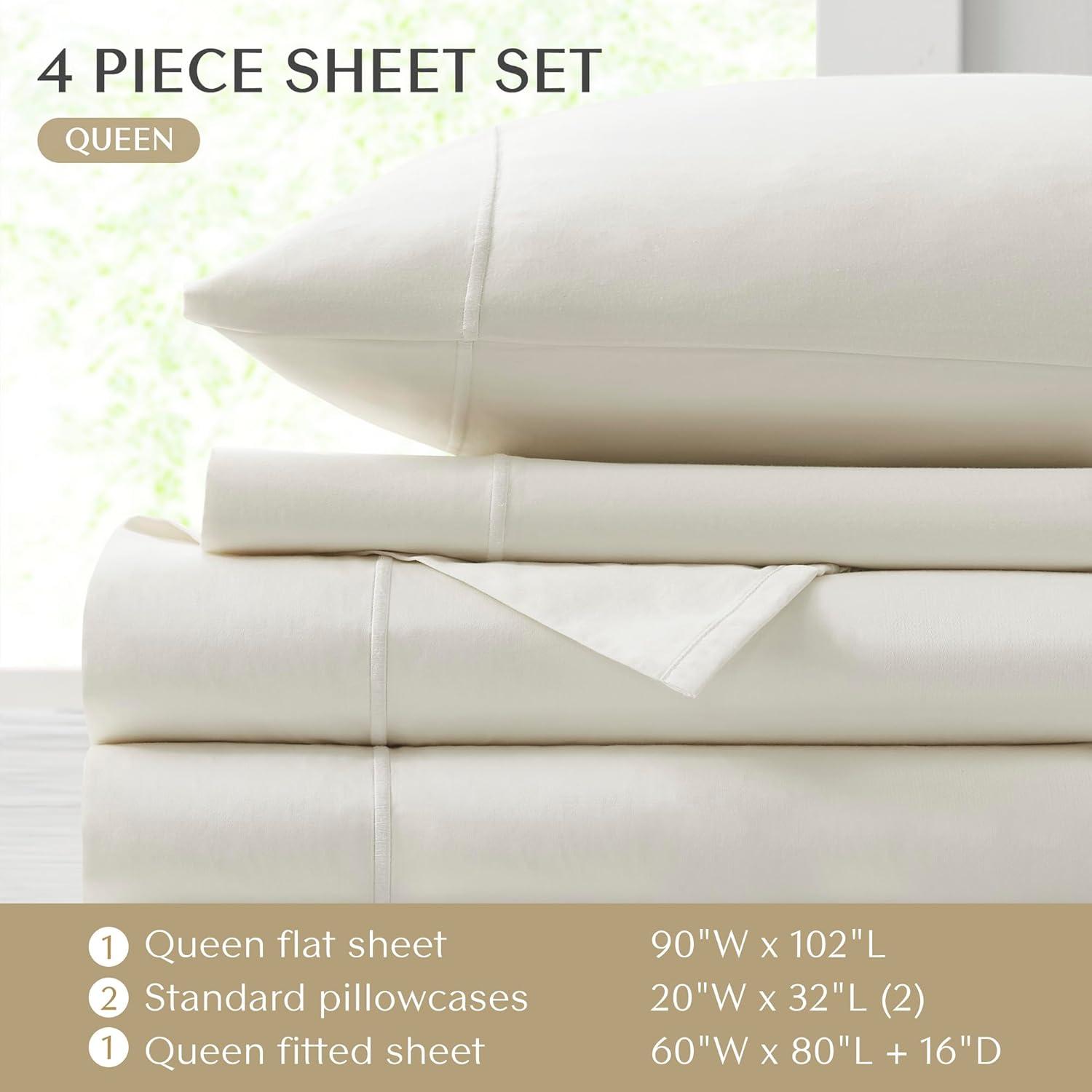 Croscill Luxury Egyptian 500TC Cotton Sheet Set in Ivory Queen