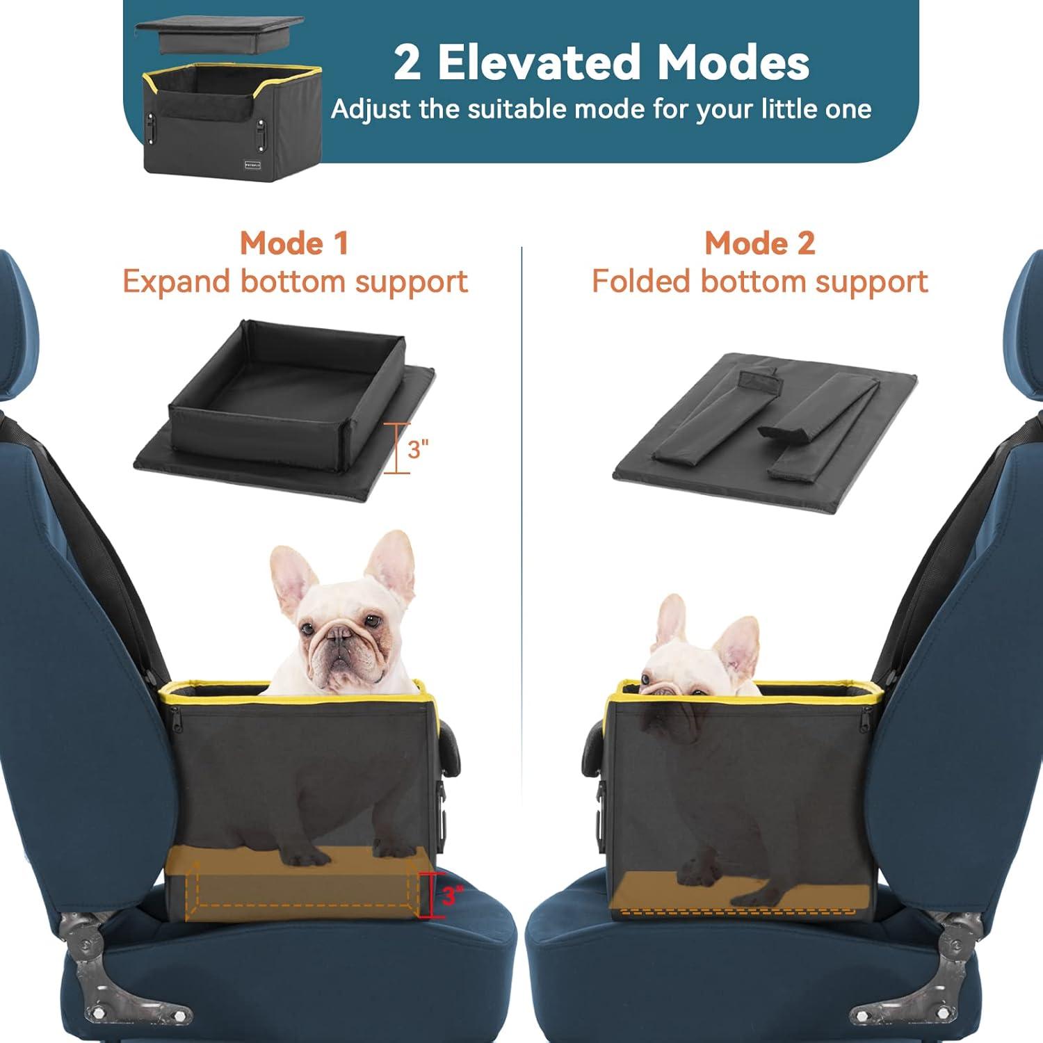 PETSFIT Pet Booster Car Seat for Small Dogs, Puppy Stable Car Seat for Car with Clip-On Leash,Up to 25lbs，Black