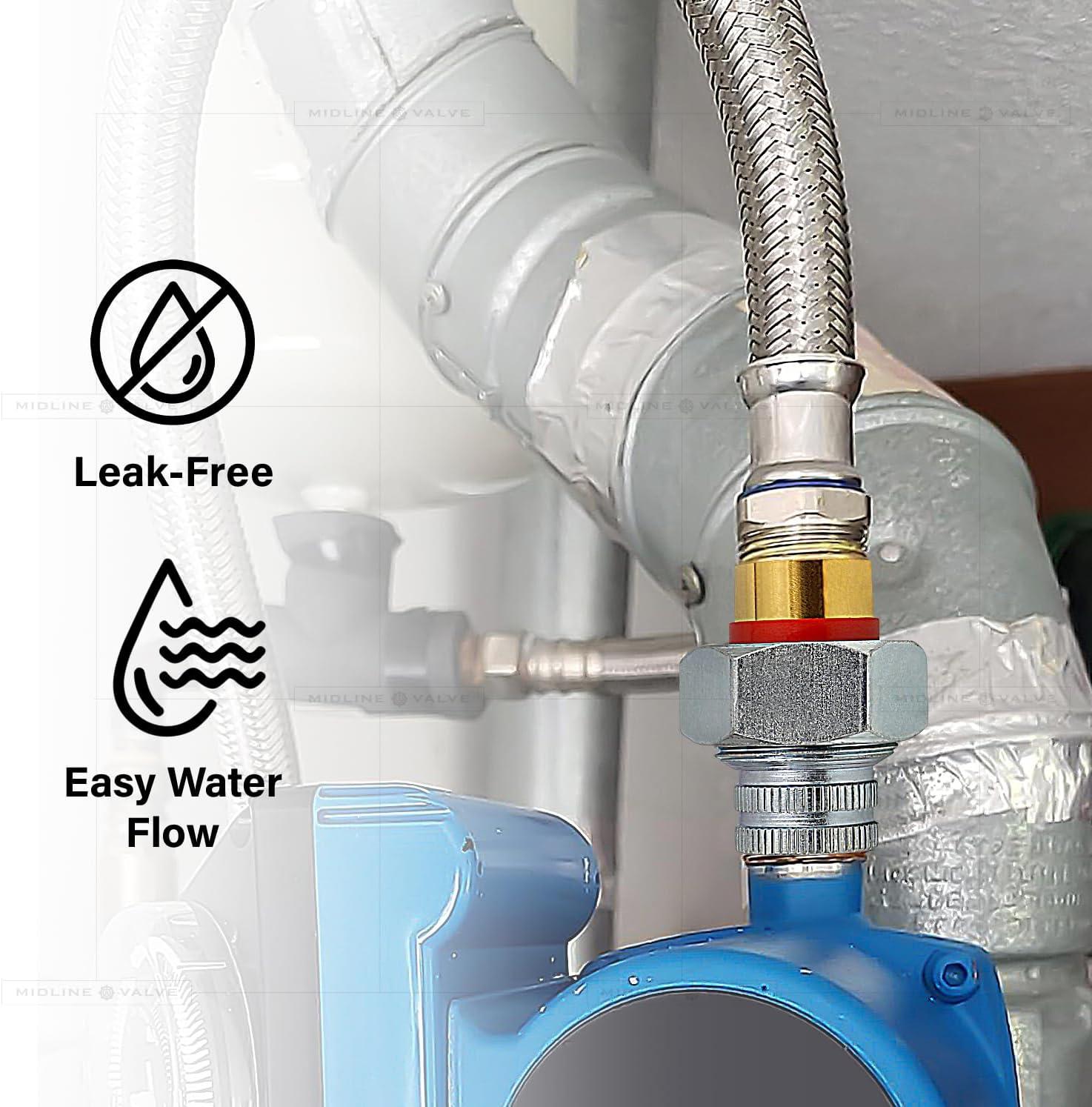 Midline Valve EVGG0114-OM Dielectric Union Pipe Fitting 1-1/4 in. FIP Reduces Electrolysis Brass x Stainless Steel