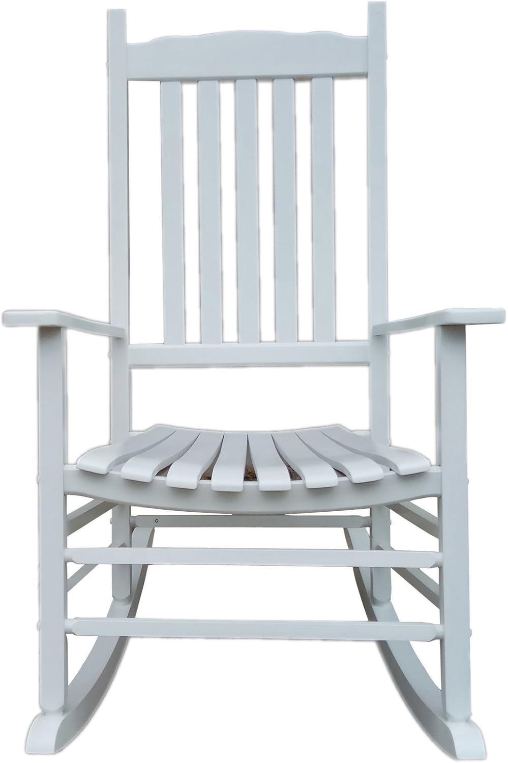 White Wood Traditional Outdoor Rocking Armchair