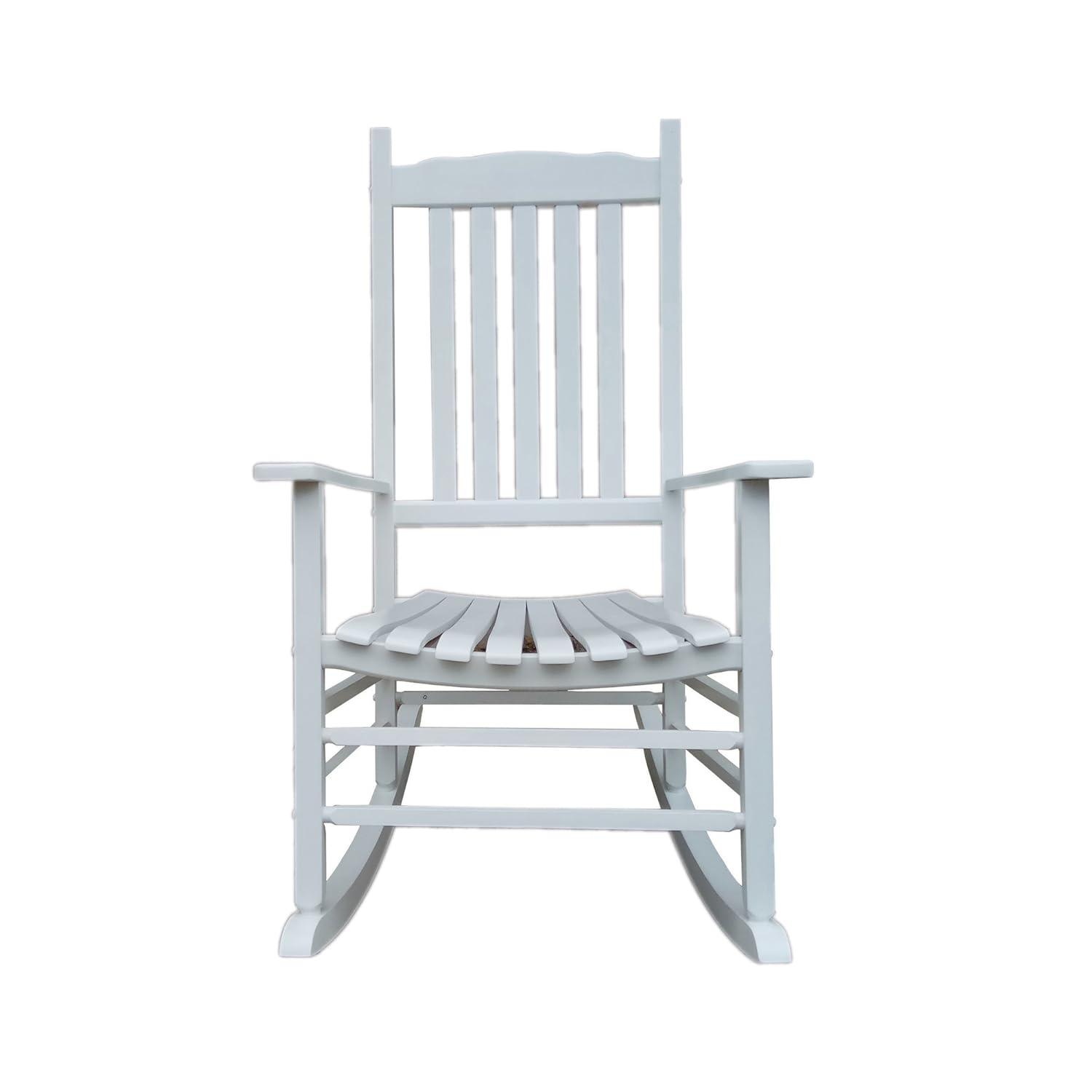 White Wood Traditional Outdoor Rocking Armchair