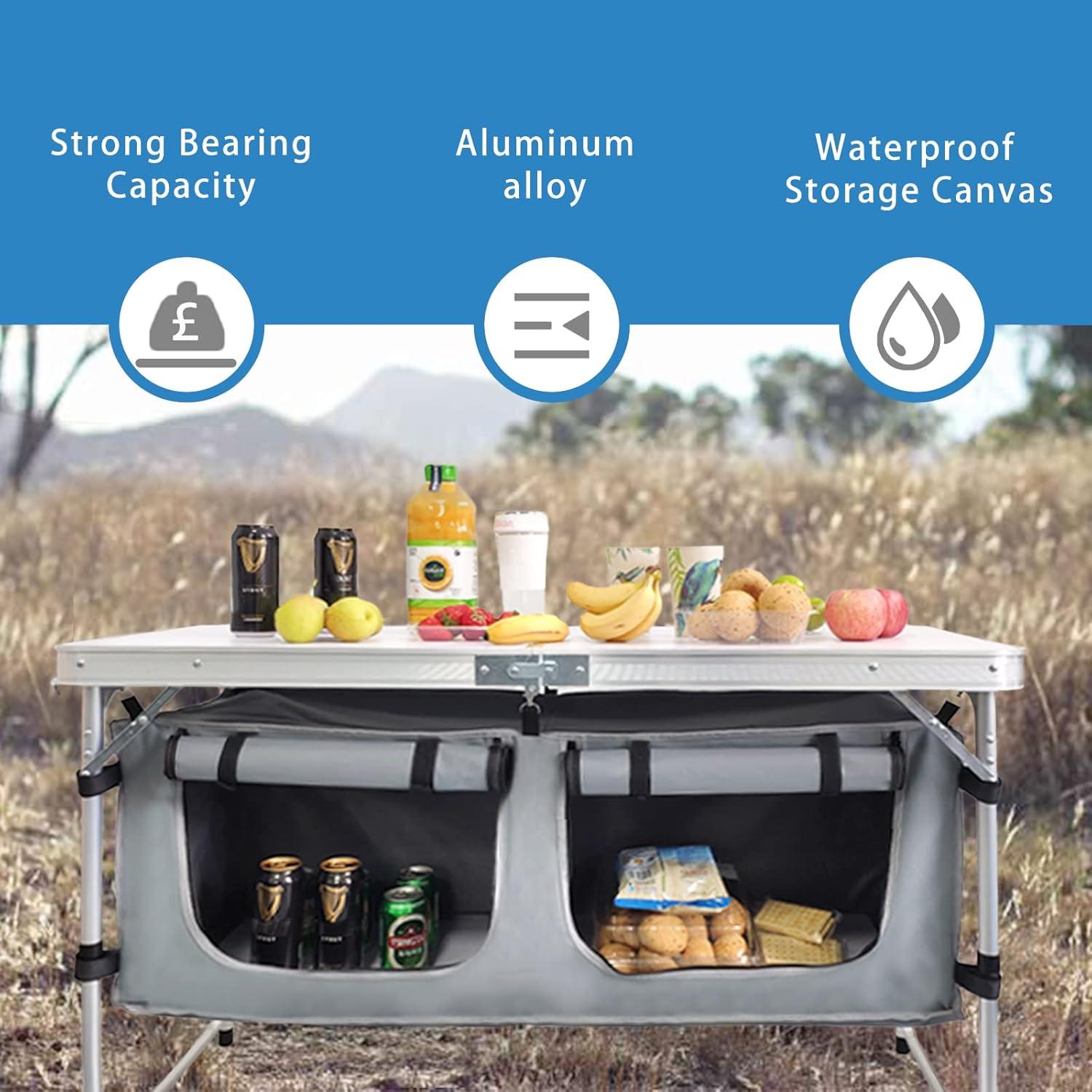 Camping Folding Table - Portable and Lightweight Table with Storage, Backyards, BBQ, Party and Picnic Foldable Table …