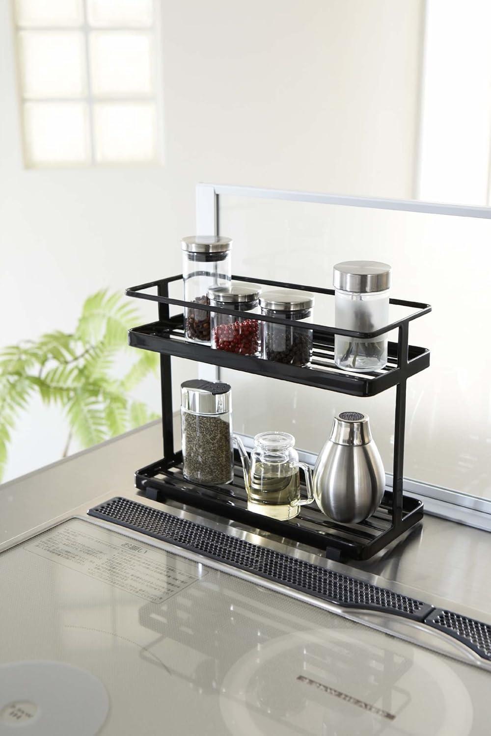 Tower Yamazaki Home Countertop Spice Caddy, Storage And Organizer Rack, Steel, Anti-Slip Rubber Feet