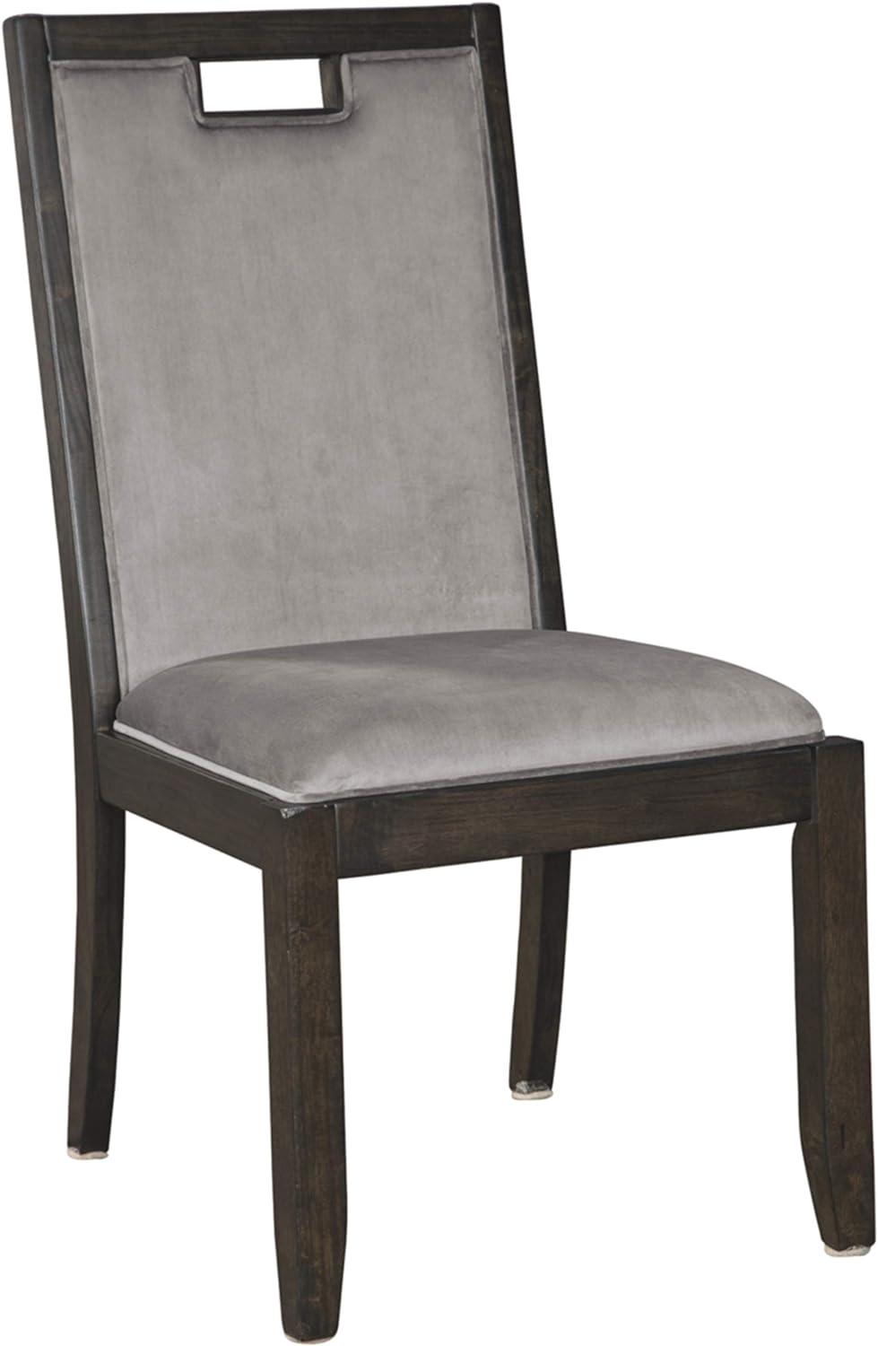 Gray Velvet Upholstered Parsons Side Chair with Wood Frame