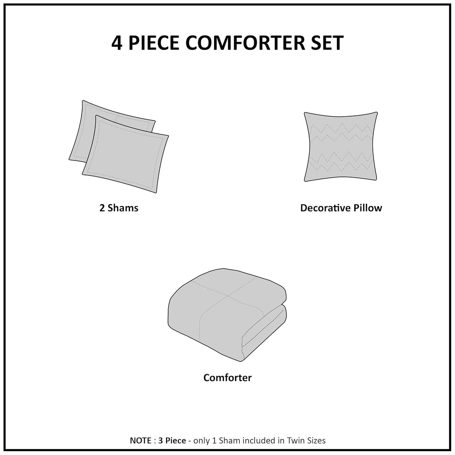 Comfort Spaces Full/Queen Comforter Sets, 4-Piece Floral Kids Bed Sets for All Season, Pink and Black Bedding Comforter Sets for Girls