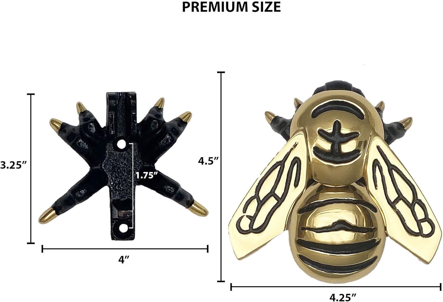 Polished Brass Bumblebee Door Knocker with Black Accents