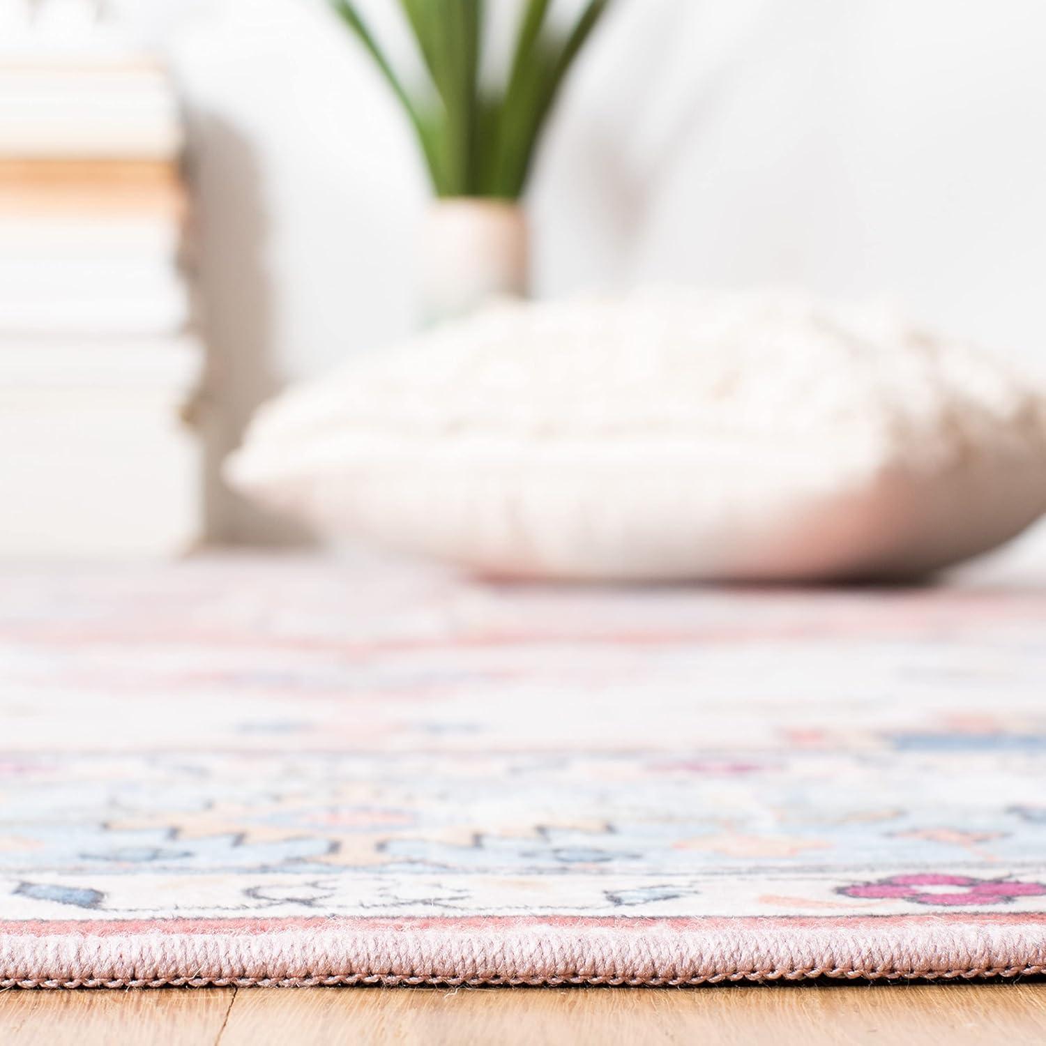 Tucson TSN109 Power Loomed Machine Washable Area Rug - Beige/Blue - 6'x6' - Safavieh.