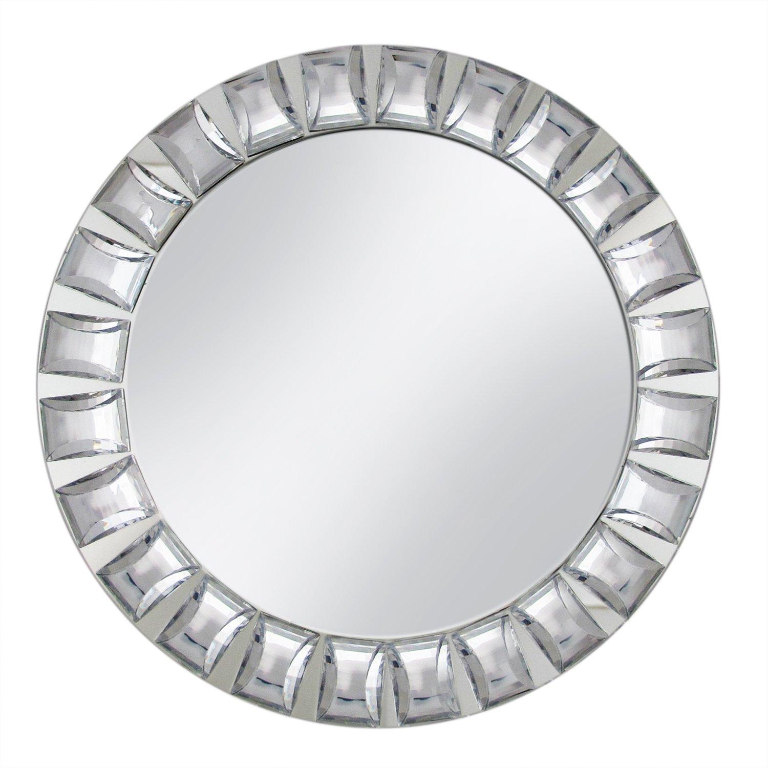 American Atelier, Round, Glass Mirror Decorative Silver Charger Plate with Big Beads, 13"