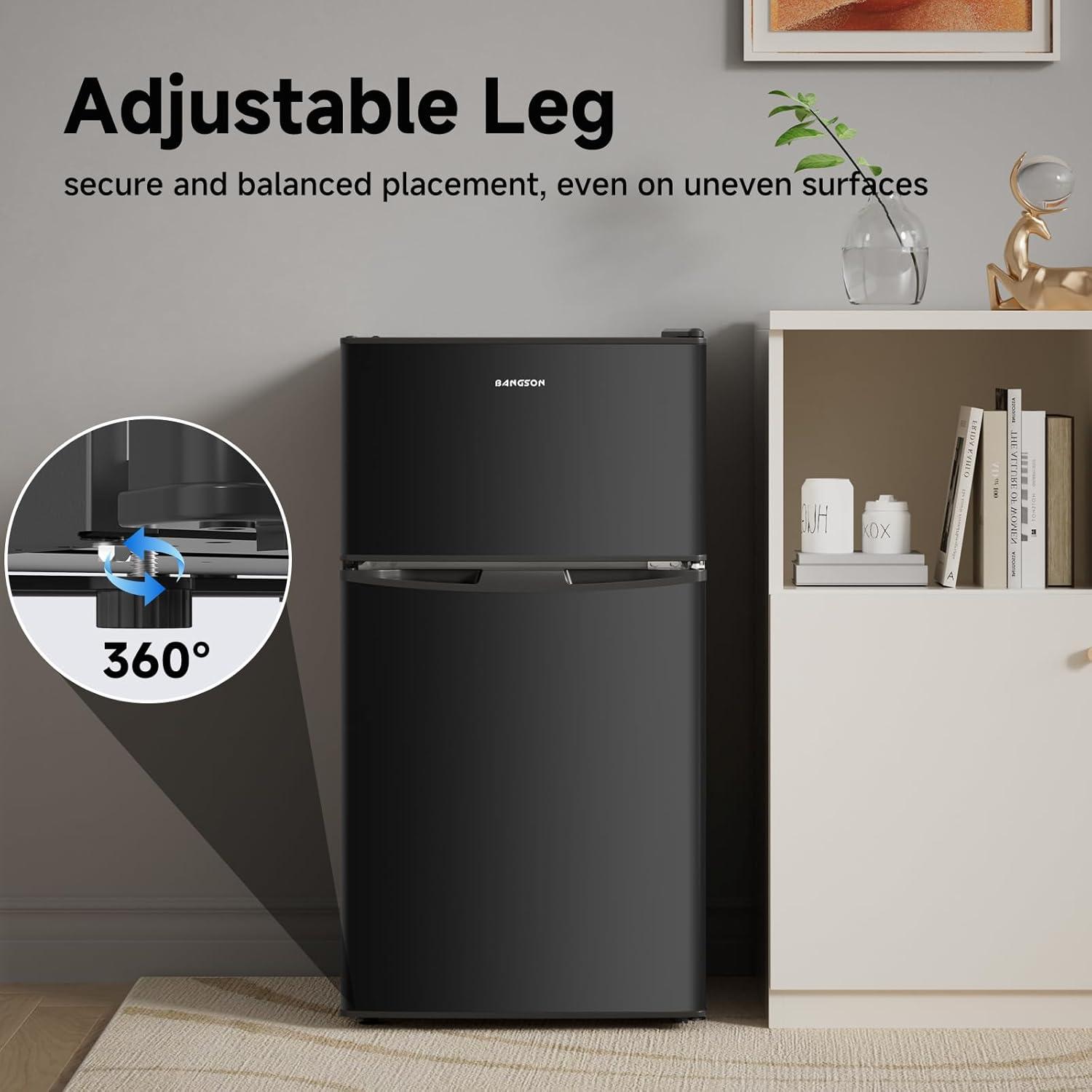 BANGSON 3.2 CU.FT, 2 Door Small Refrigerator with Freezer