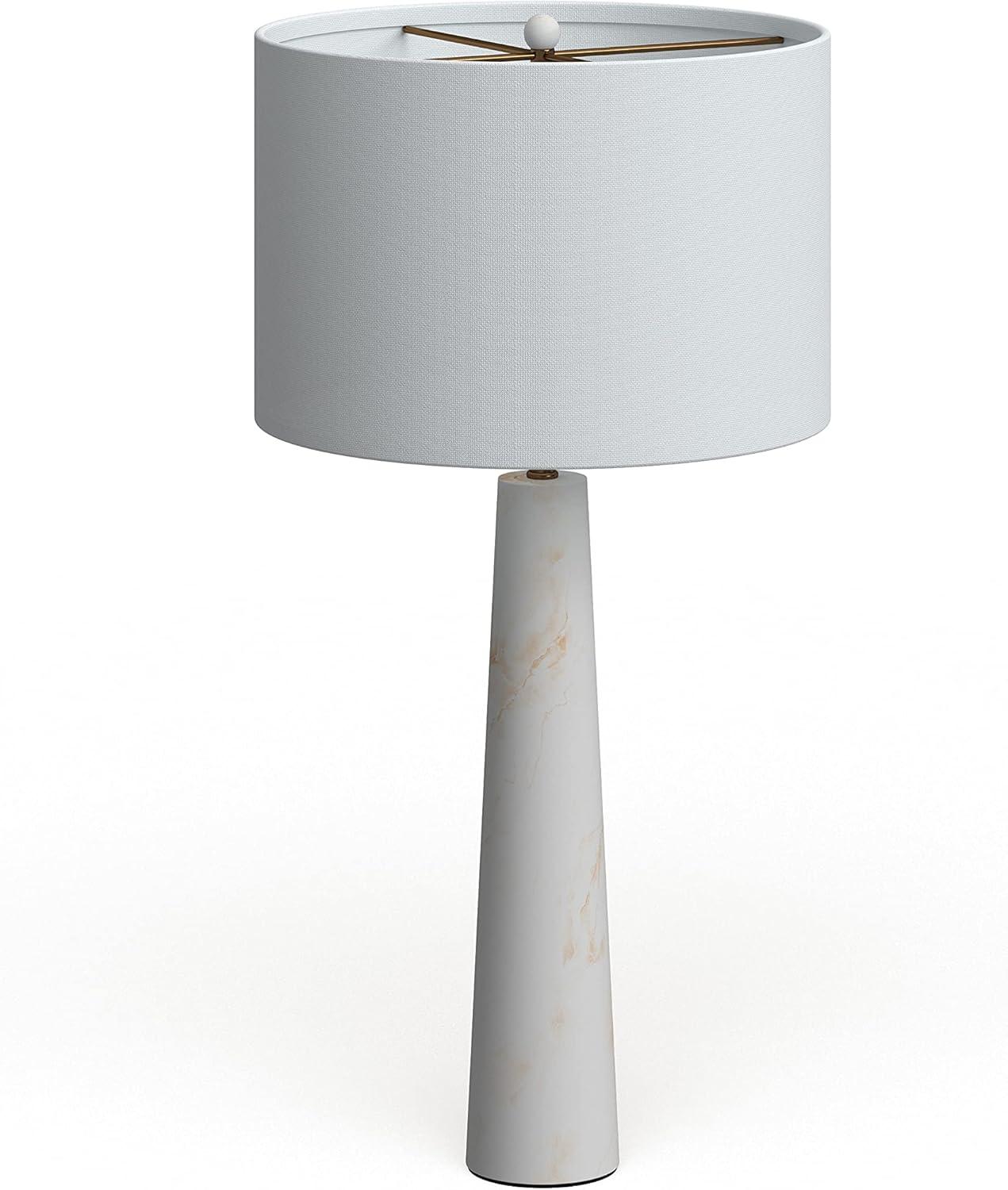 Delilah White Alabaster 30-Inch Table Lamp with Cotton Shade