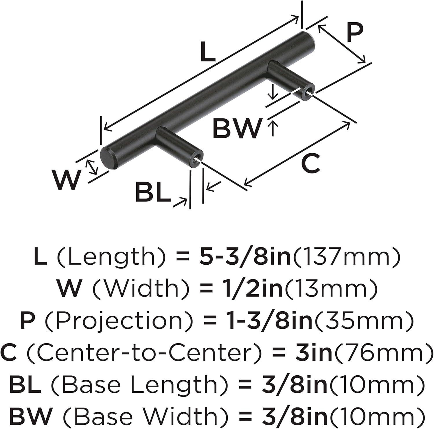 Matte Black Steel Bar Pulls with Mounting Hardware, 10 Pack