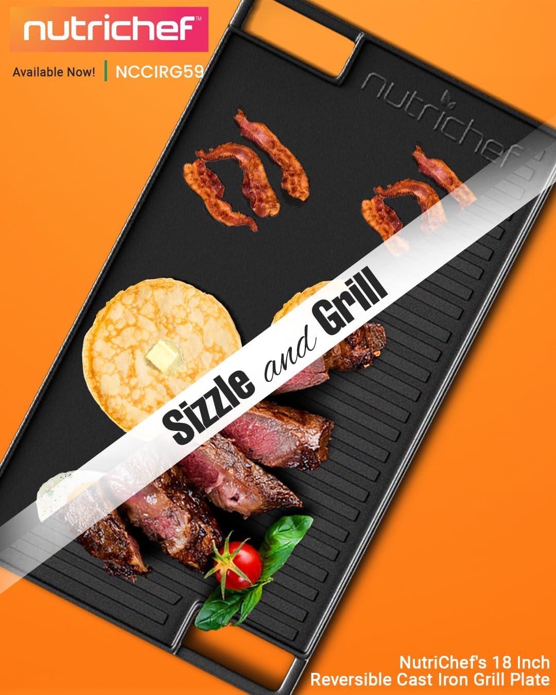 NutriChef 10'' Non-Stick Cast Iron Griddle