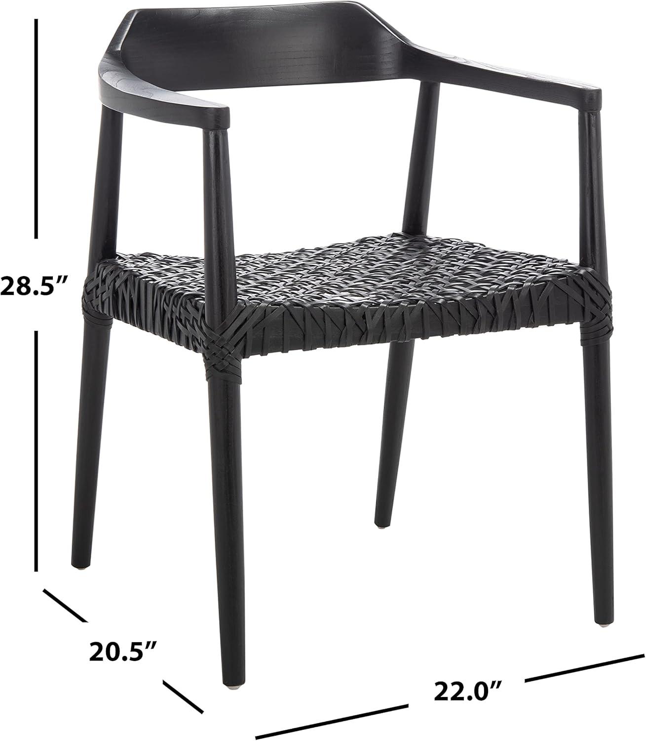 Munro Leather Woven Accent Chair - ACH1005 - Black - Safavieh
