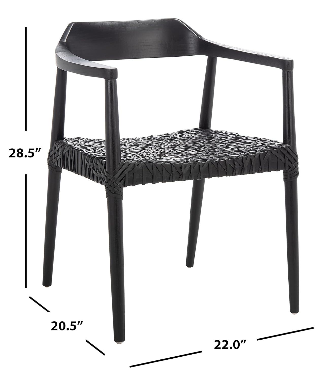 Munro Leather Woven Accent Chair - ACH1005 - Black - Safavieh