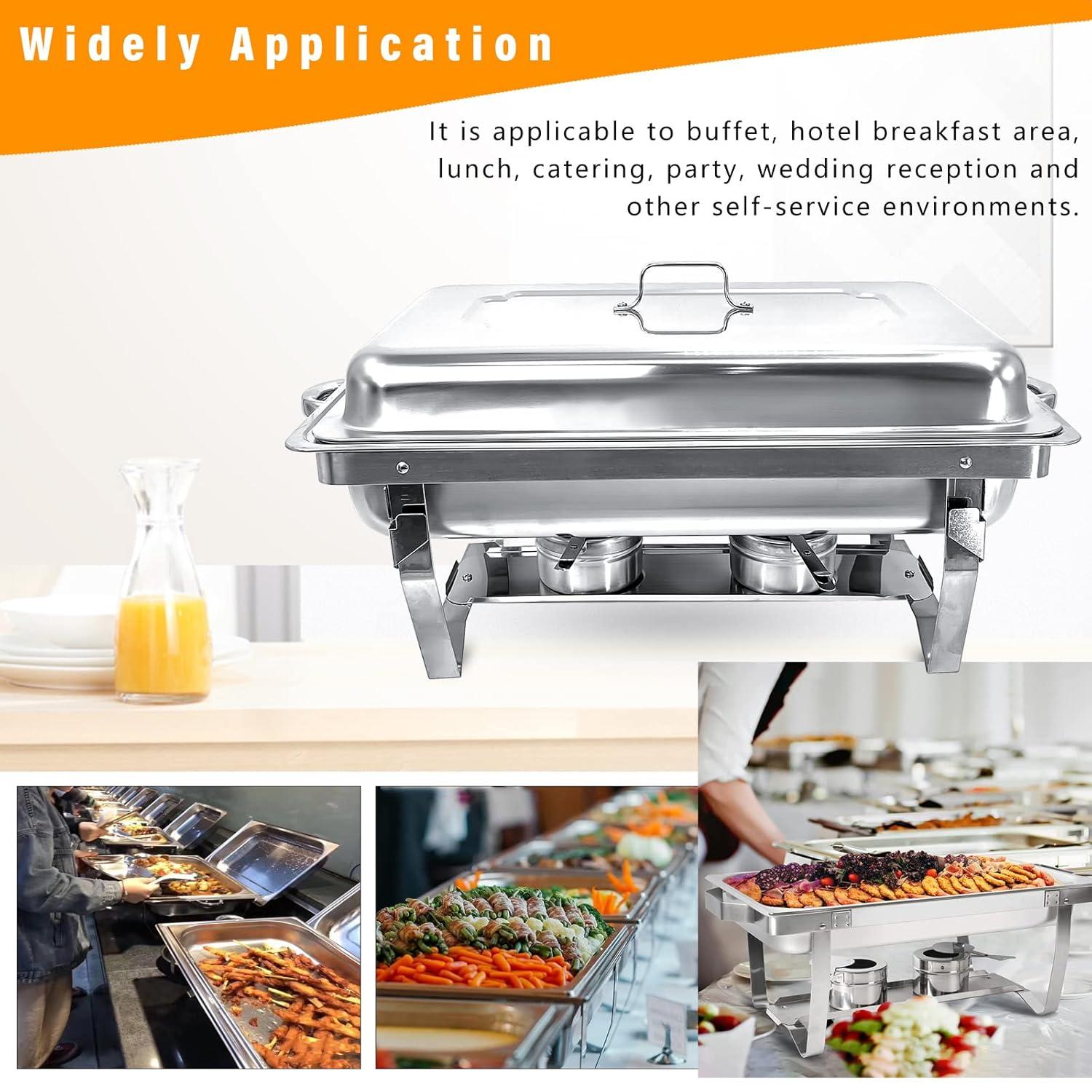 The Party Aisle™ Chafing Dishes For Buffet 4 Pack, 8 Qt Stainless Steel Chafers And Buffet Warmers Sets With Lid, Rectangle Serving Food Warmer Catering Supplies Buffet Display For Parties