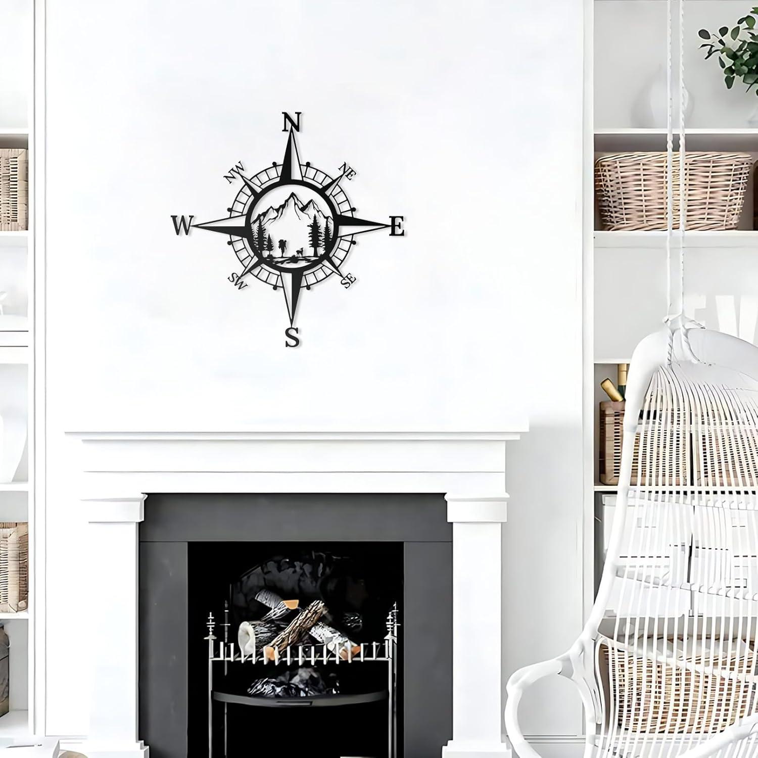 Ploknplq Home Decor Desk Decor Porch 11 Bedroom Wall Metal Compass Nautical Room Inch Office Living Terrace Decoration Garden Decoration Decoration & Hangs Wall Decor