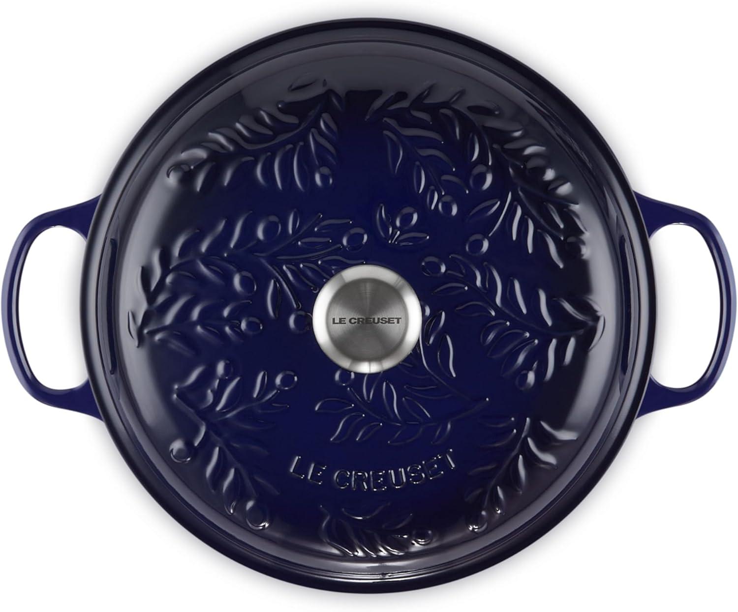 Le Creuset Signature Enameled Cast Iron Olive Branch Collection with Embossed Lid