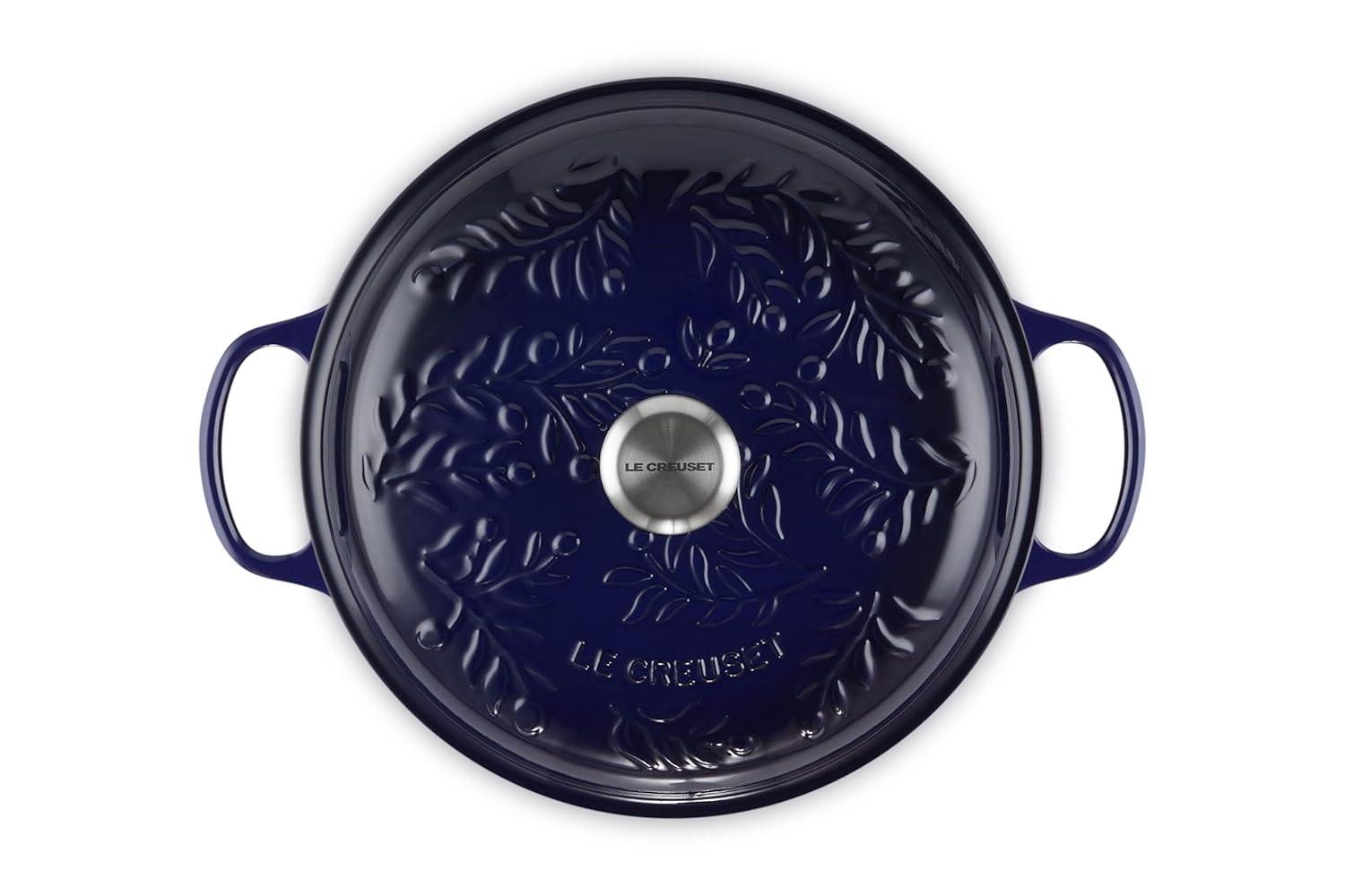 Le Creuset Signature Enameled Cast Iron Olive Branch Collection with Embossed Lid