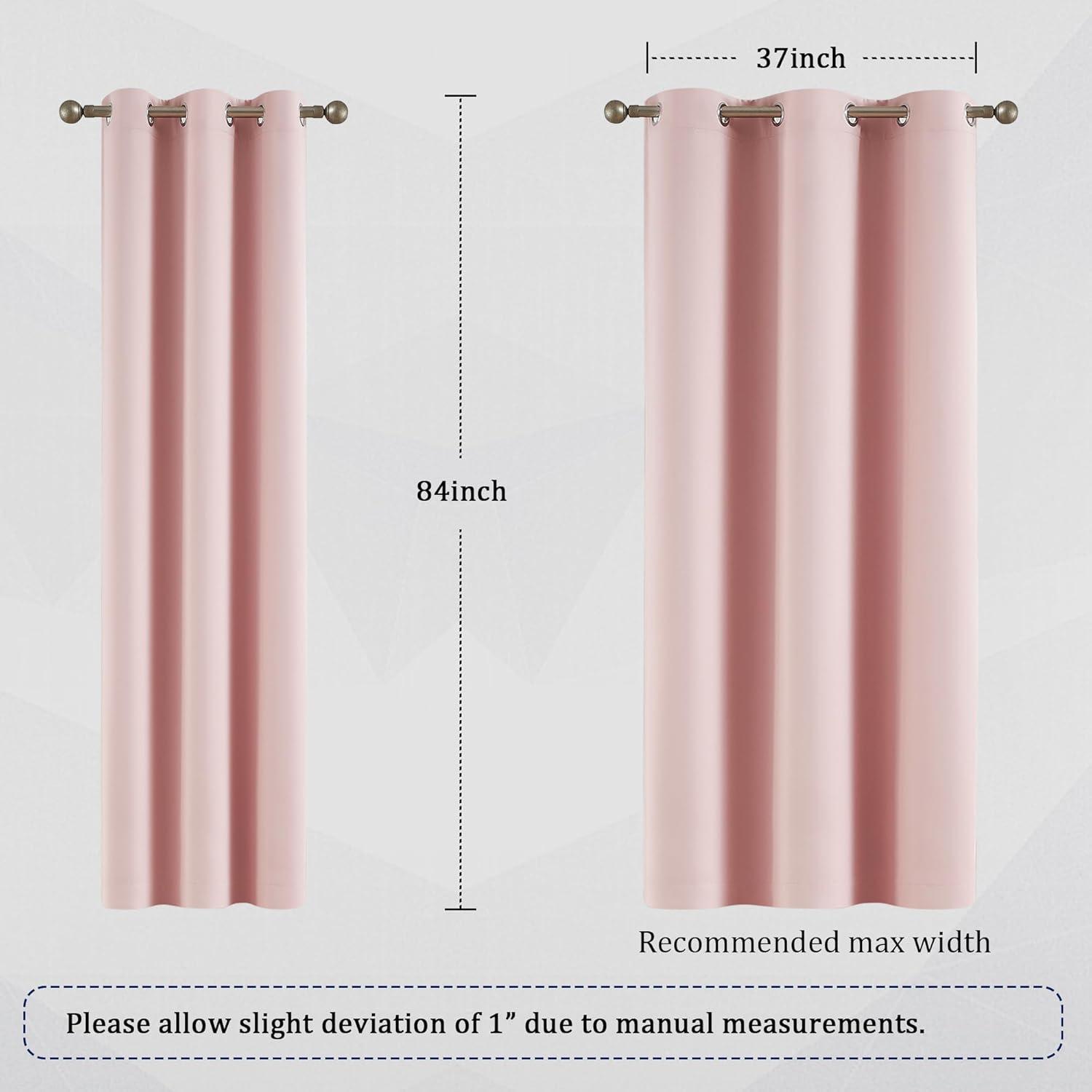 YoungsTex Baby Pink Room Darkening Curtains 84 Inches Length for Kids Girl Bedroom - Thermal Insulated with Grommet Blackout Drapes for Living Room, 2 Panels, 42 x 84 Inch