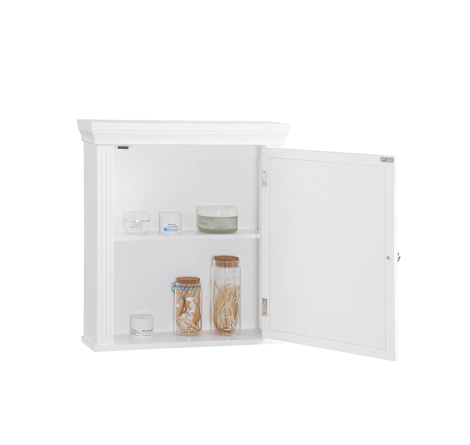 Chestnut Medicine Wall Cabinet White - Elegant Home Fashions: Teamson Home, Chrome Hardware, Adjustable Shelf