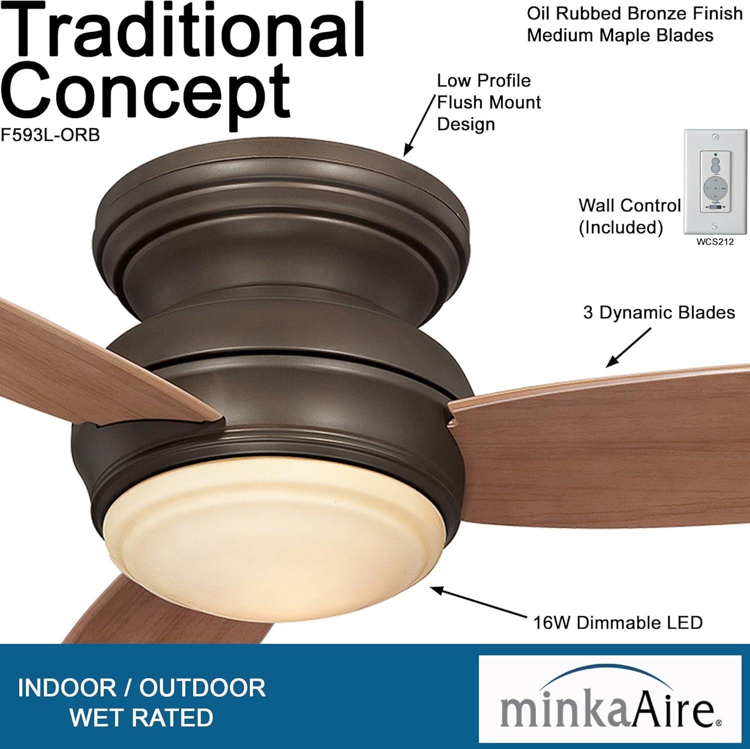 44" Concept II 3 - Blade Outdoor LED Propeller Ceiling Fan with Wall Control and Light Kit Included