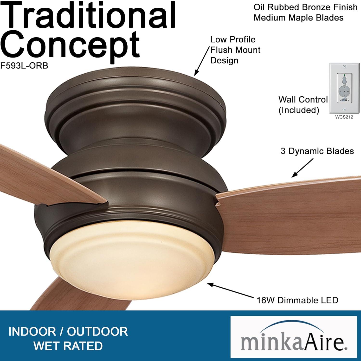 Minka Aire 44" Concept II 3 - Blade Outdoor LED Propeller Ceiling Fan with Wall Control and Light Kit Included