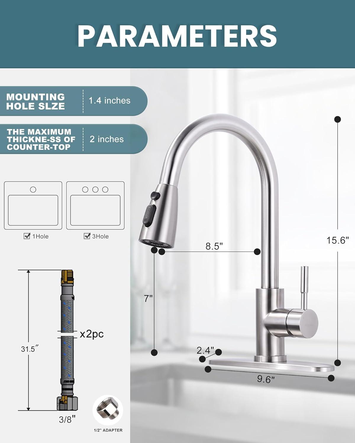 High Arc Pull Down Kitchen Faucet with Sprayer